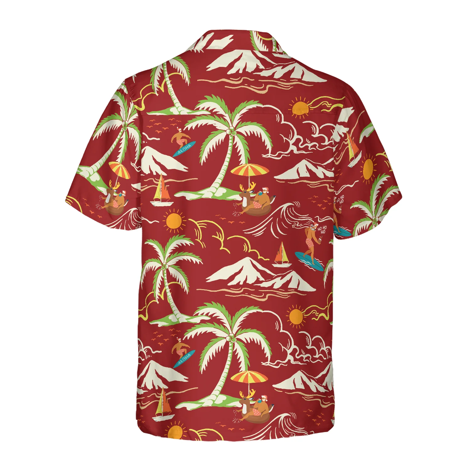 Hyperfavor Christmas Hawaiian Shirts Santa Beach Summer Pattern 1 Shirt Short Sleeve Christmas Shirt Idea Gift Aloha Shirt For Men and Women