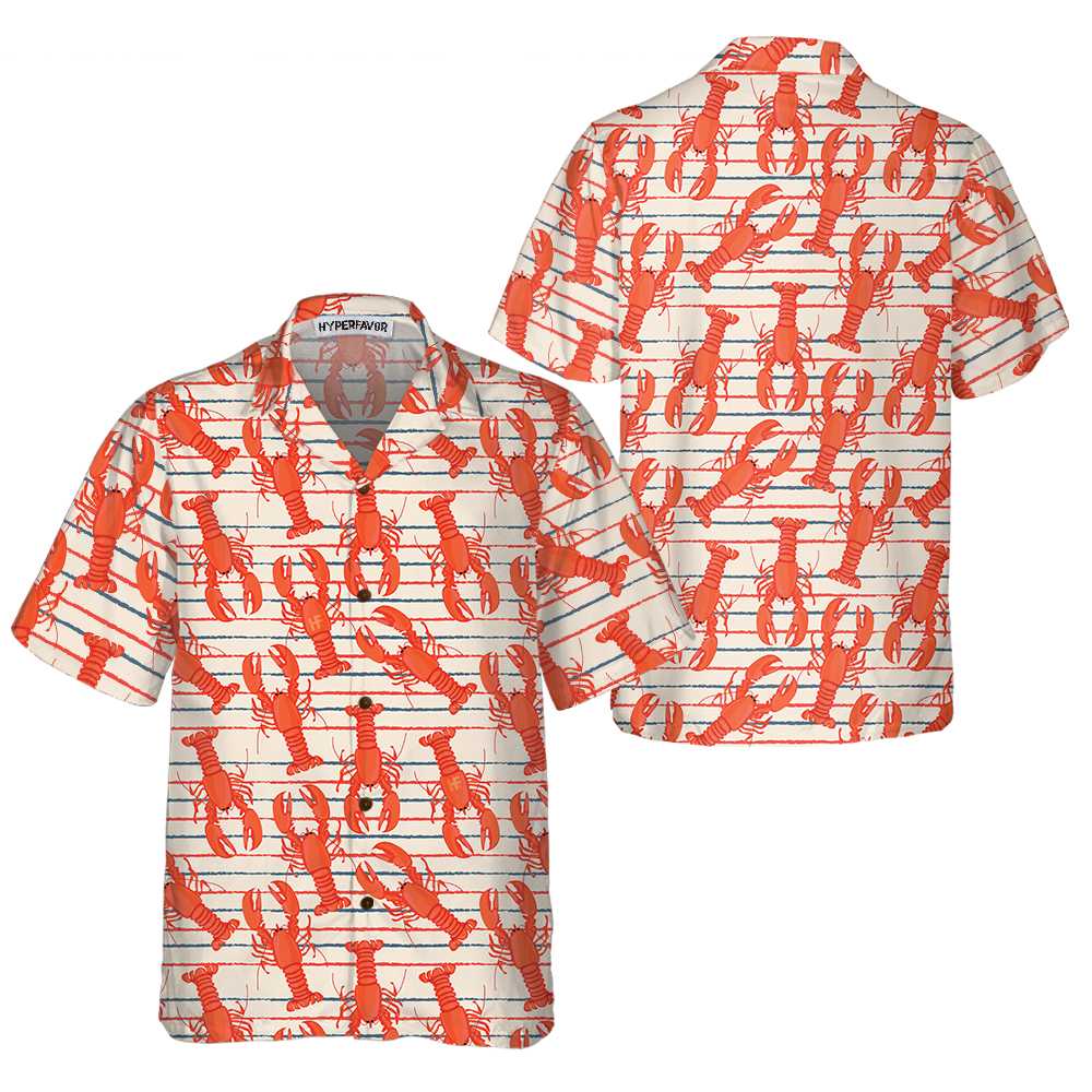 Retro Lobster Hawaiian Shirt Funny Lobster Shirt For Adults Lobster Print Shirt Aloha Shirt For Men and Women