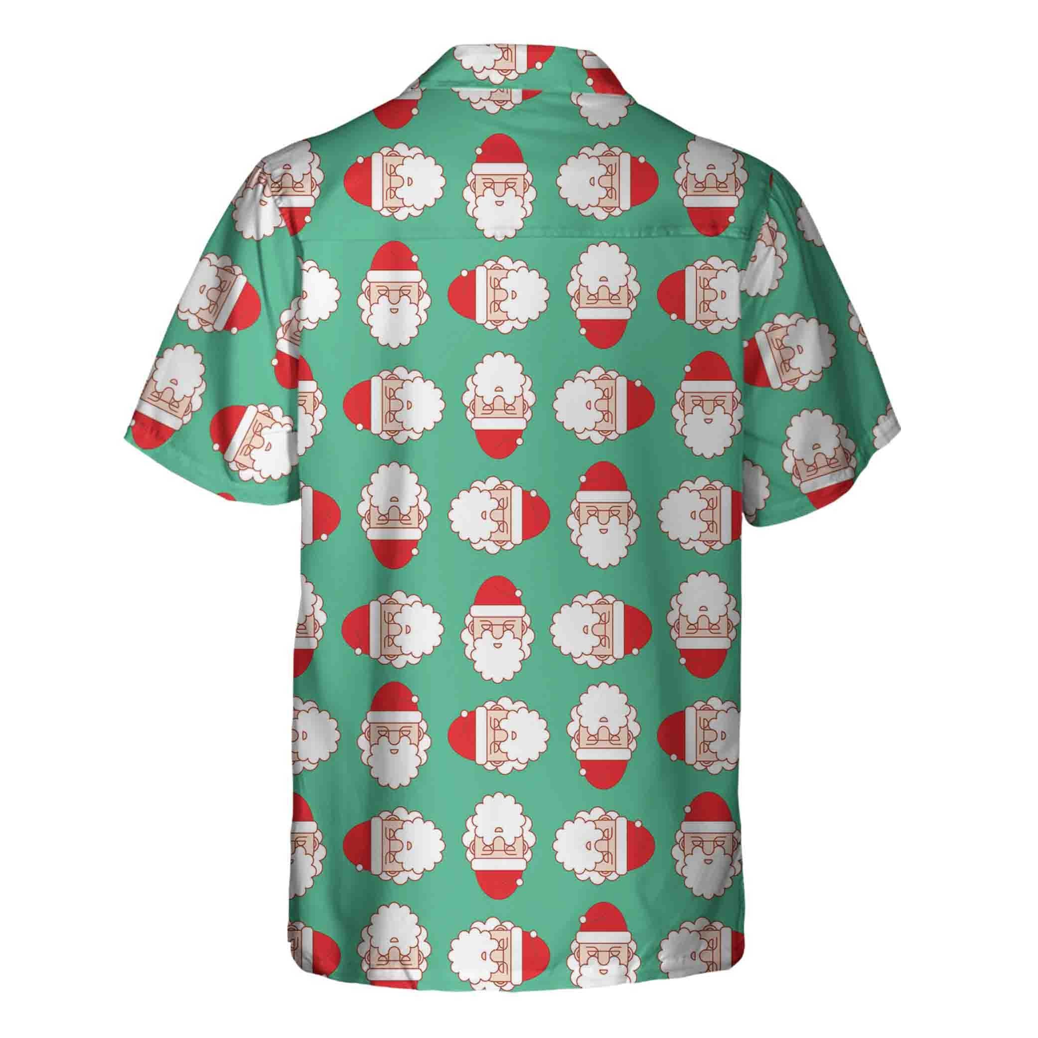 Christmas Santa Claus Face Seamless Pattern Hawaiian Shirt Funny Christmas Hawaiian Shirt Aloha Shirt For Men and Women