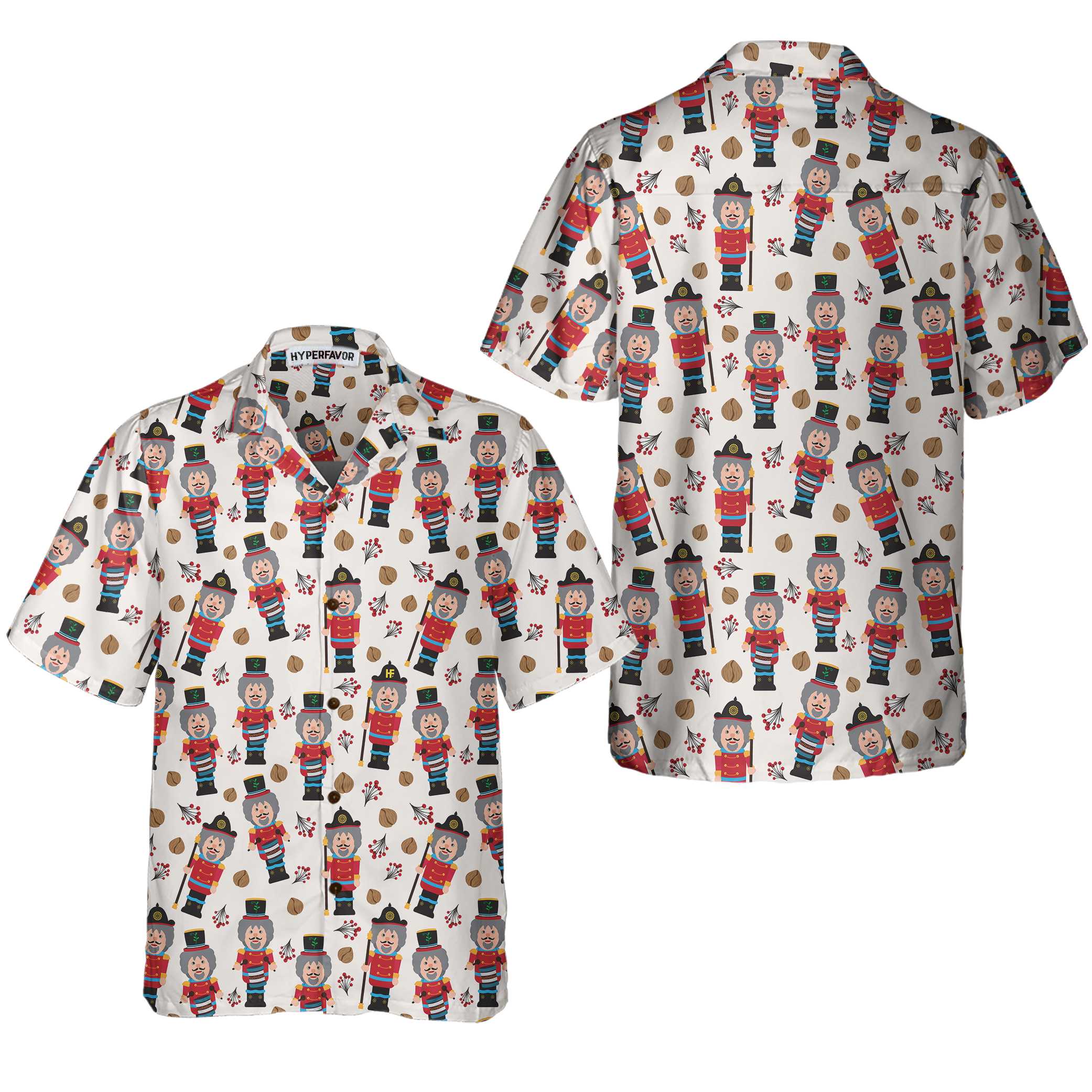 Seamless Christmas Pattern With Nutcracker Christmas Hawaiian Shirt Aloha Shirt For Men and Women