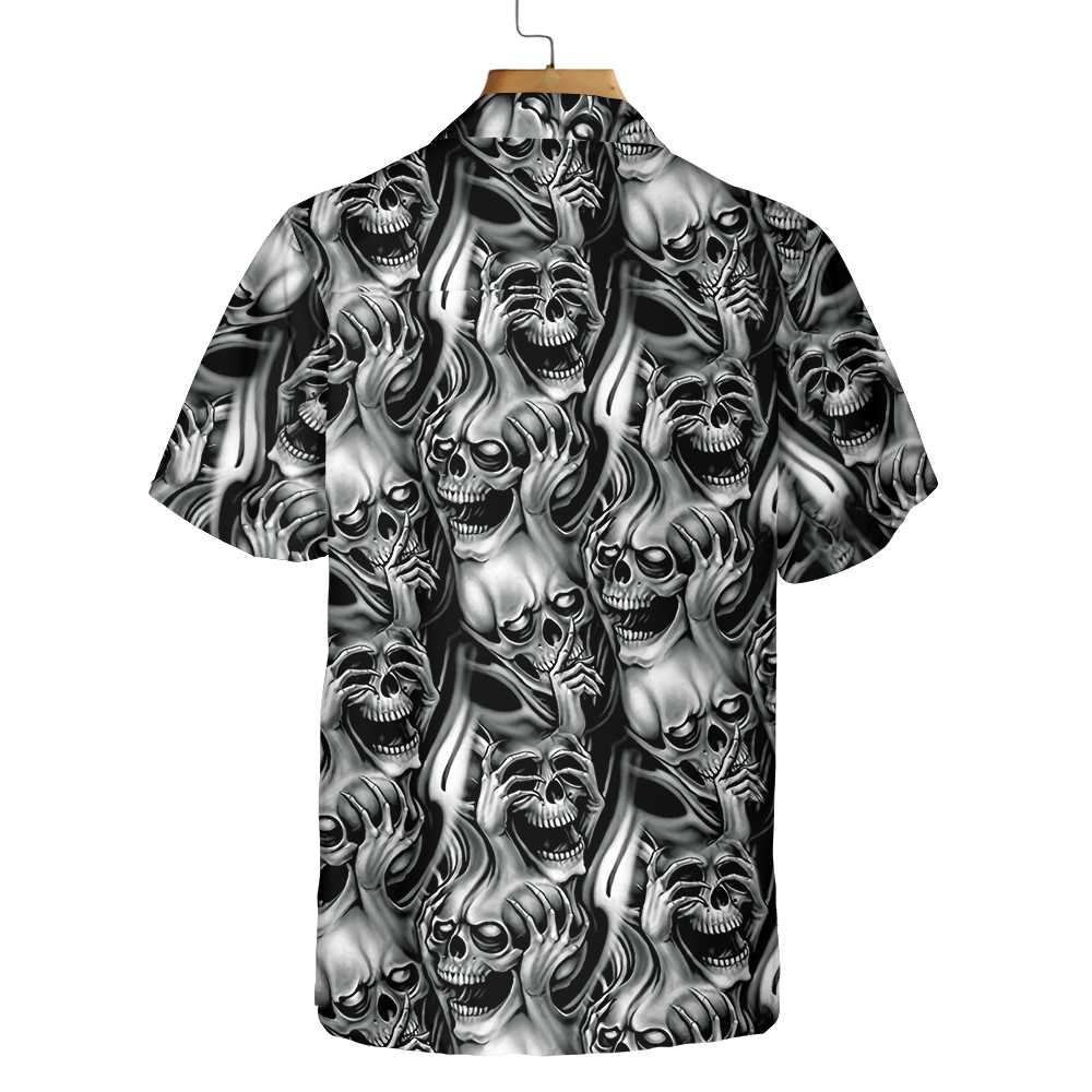 Unique Skull Day Of The Dead Hawaiian Shirt Black And White Mexican Skull Shirt Best Day Of The Dead Gift Aloha Shirt For Men and Women