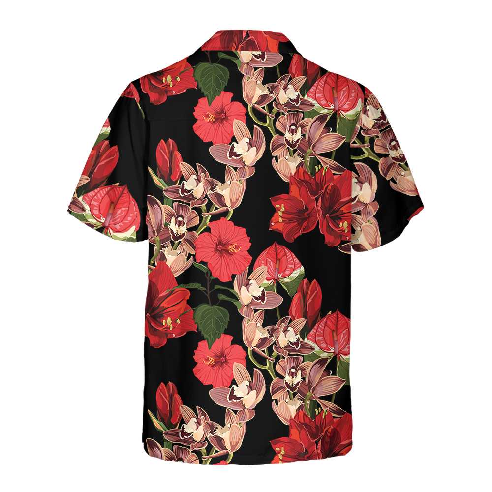 Exotic Hibiscus And Tropical Plants Hawaiian Shirt Unique Red Hibiscus Print Shirt Aloha Shirt For Men and Women