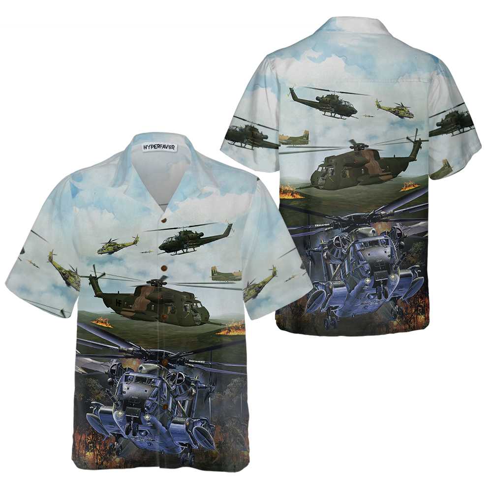 Green Giant Helicopter Hawaiian Shirt Helicopter Shirt Hawaiian Shirt With Helicopter Aloha Shirt For Men and Women