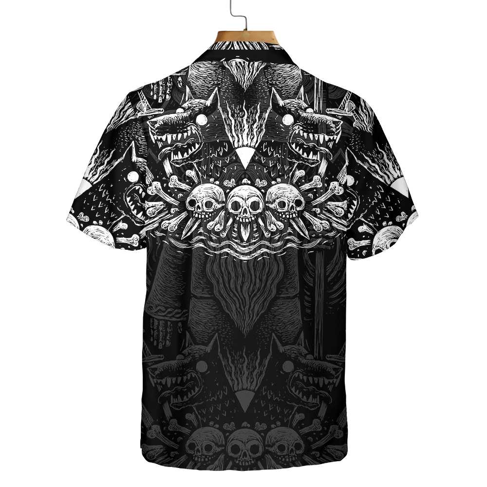 Viking God Odin Hawaiian Shirt Black And White Viking Odin Norse Mythology Shirt Aloha Shirt For Men and Women