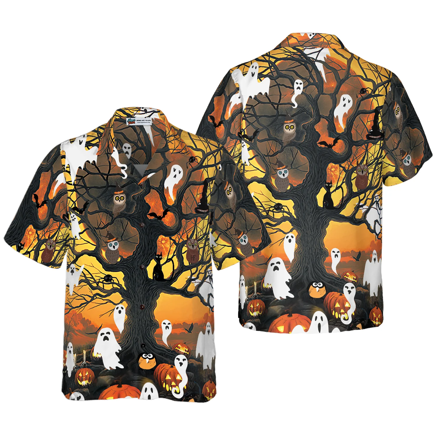 Night Of Pumpkin  Ghost Hawaiian Shirt Aloha Shirt For Men and Women