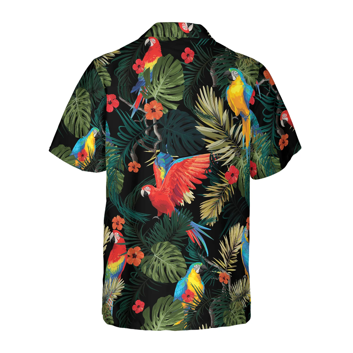 Parrots Dark Tropical Pattern Hawaiian Shirt Aloha Shirt For Men and Women