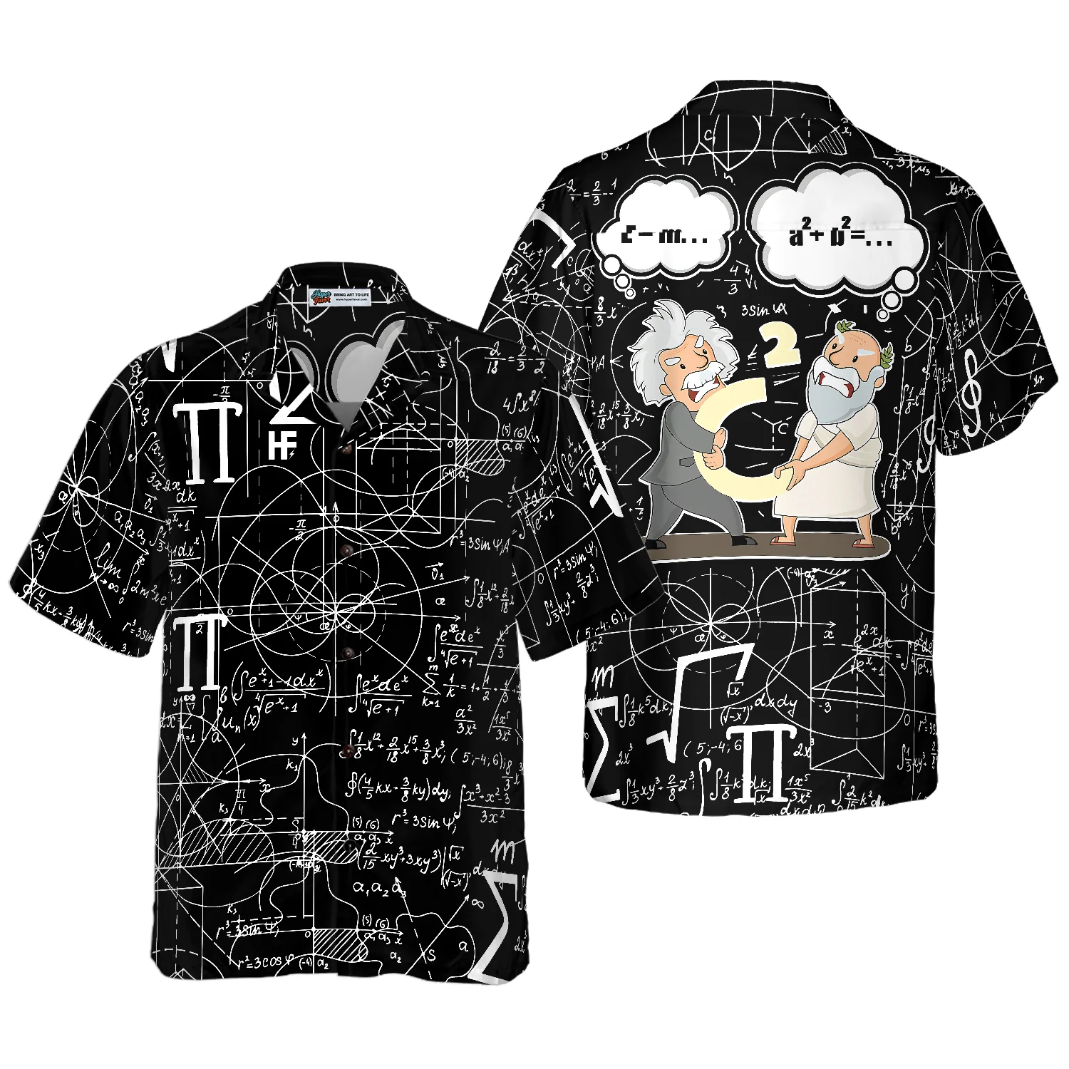 Math Lover Pythagoras And Einstein Hawaiian Shirt Aloha Shirt For Men and Women