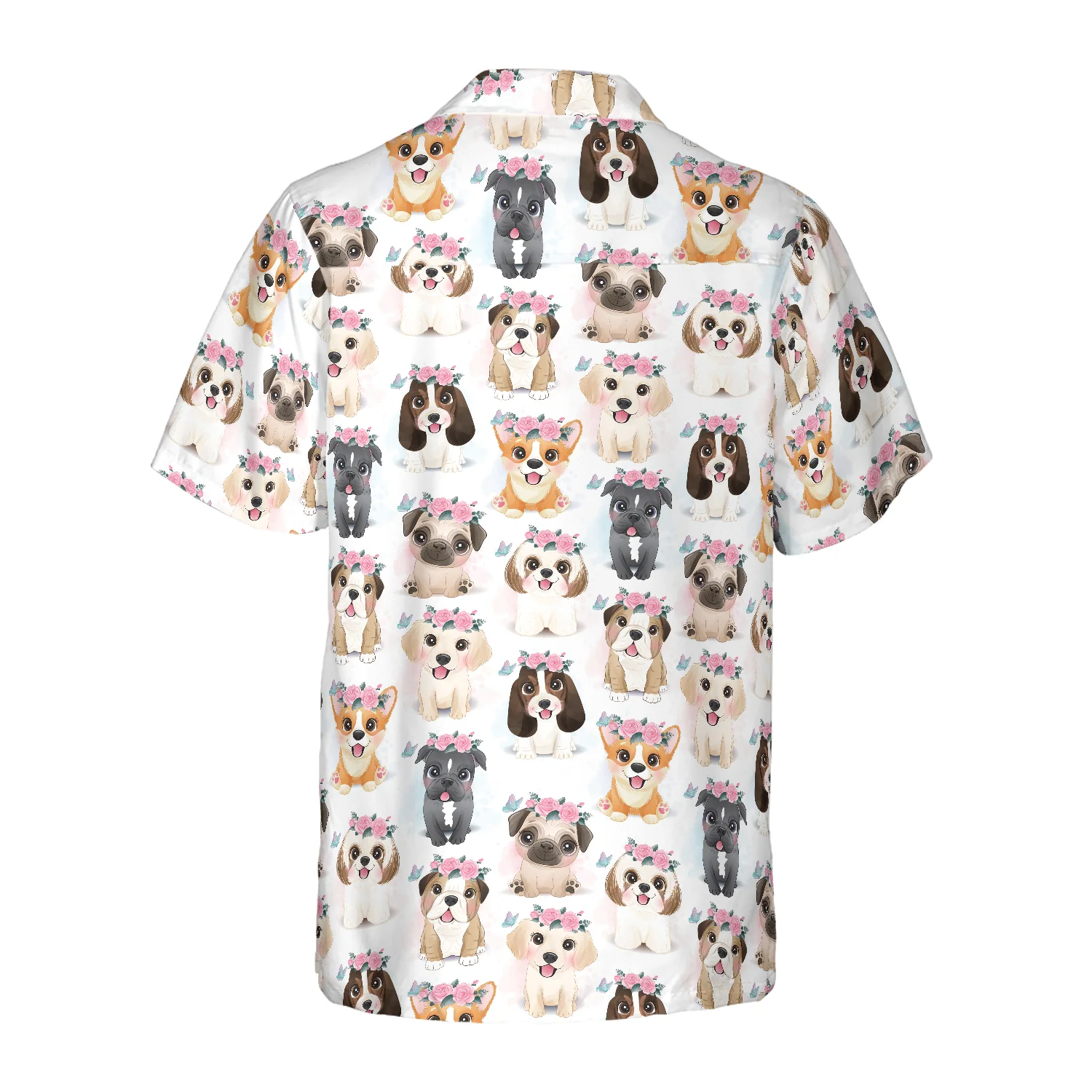 Cute Puppies Flowers Crown Hawaiian Shirt Aloha Shirt For Men and Women