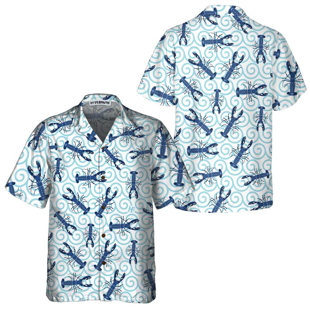 Lobster On Waves Hawaiian Shirt Unique Lobster Shirt Lobster Print Shirt For Adults Aloha Shirt For Men and Women