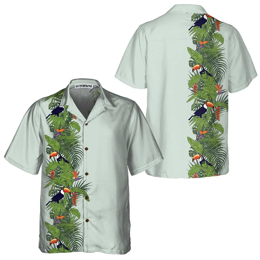 Green Toucan Paradise Hawaiian Shirt Tropical Toucan Shirt  Women Aloha Shirt For Men and Women