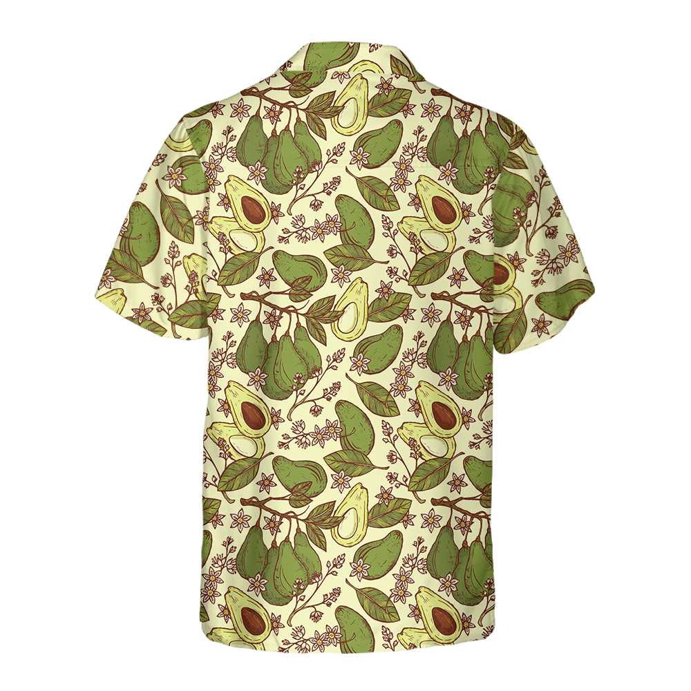 Watercolor Avocado Seamless Pattern Hawaiian Shirt Funny Avocado Shirt Short Sleeve Avocado Print Shirt Aloha Shirt For Men and Women