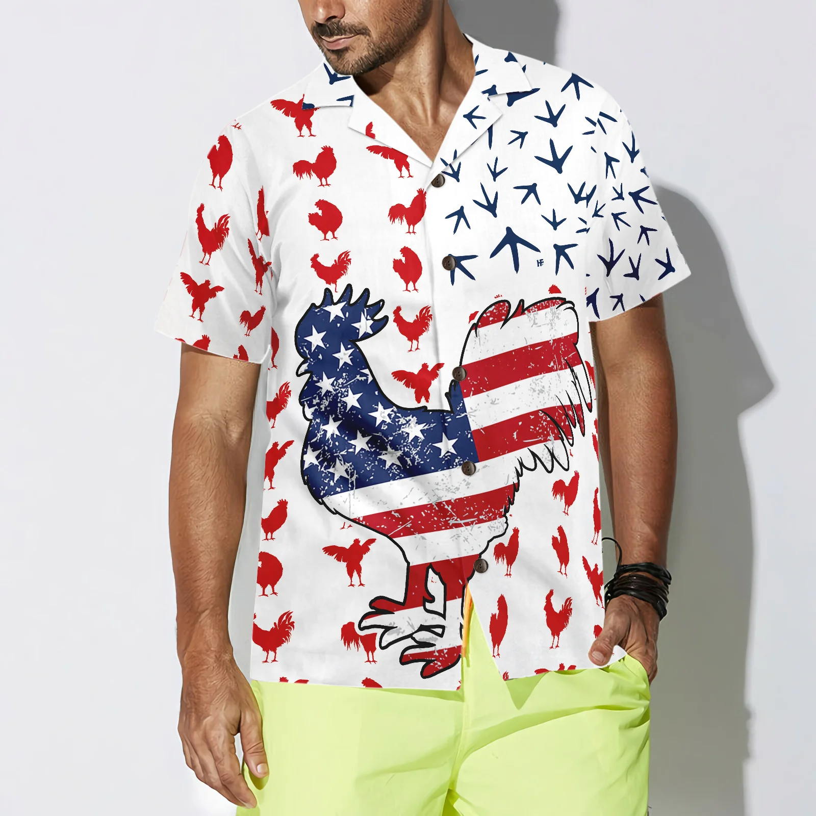 Rooster American Flag V2 Hawaiian Shirt Aloha Shirt For Men and Women