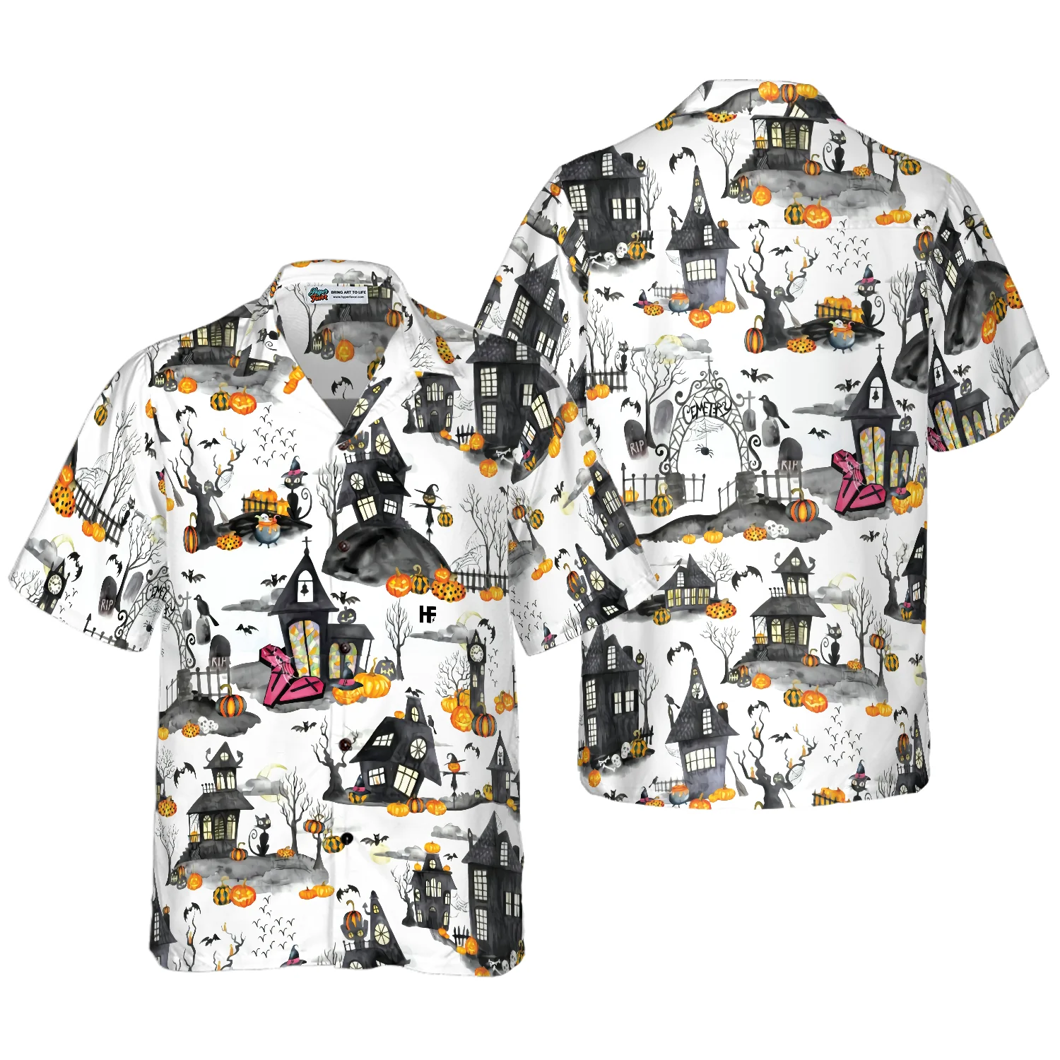 Haunted Houses Halloween Hawaiian Shirt Halloween Shirt Aloha Shirt For Men and Women