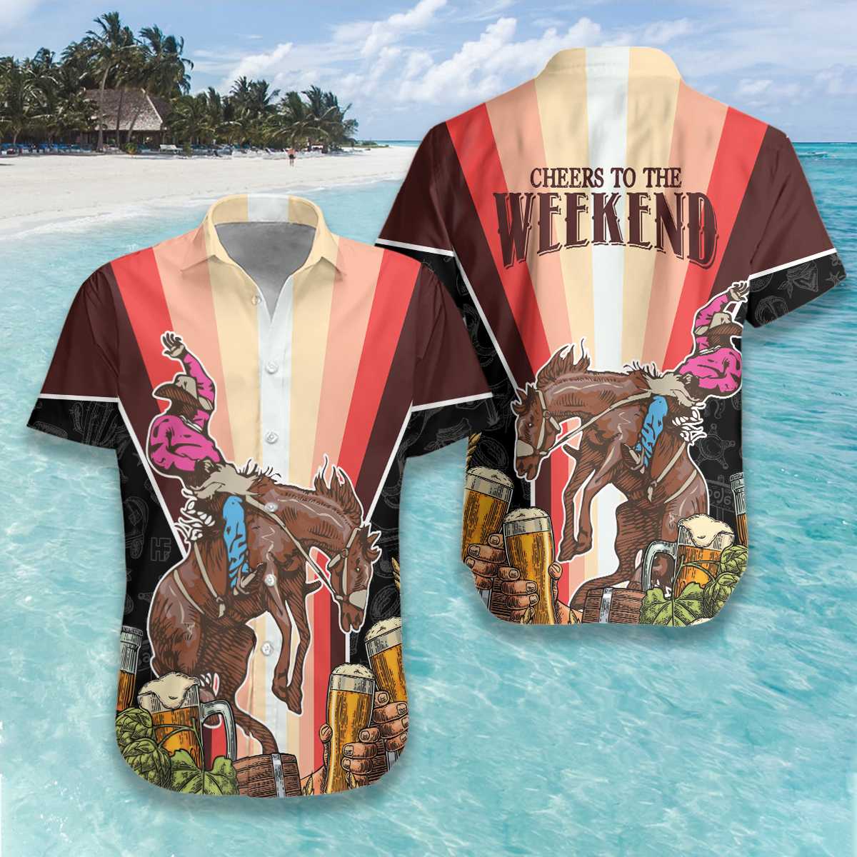 Cheers to the Weekend Rodeo Hawaiian Shirt Aloha Shirt For Men and Women