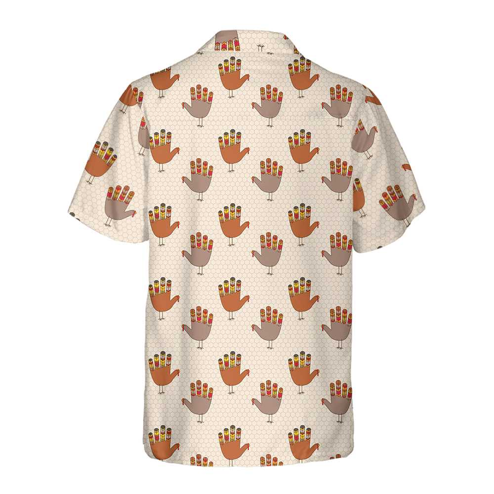 Colorful Thanksgiving Turkey Hawaiian Shirt Funny Turkey Hand Pattern Thanksgiving Shirt Gift For Thanksgiving Day Aloha Shirt For Men and Women