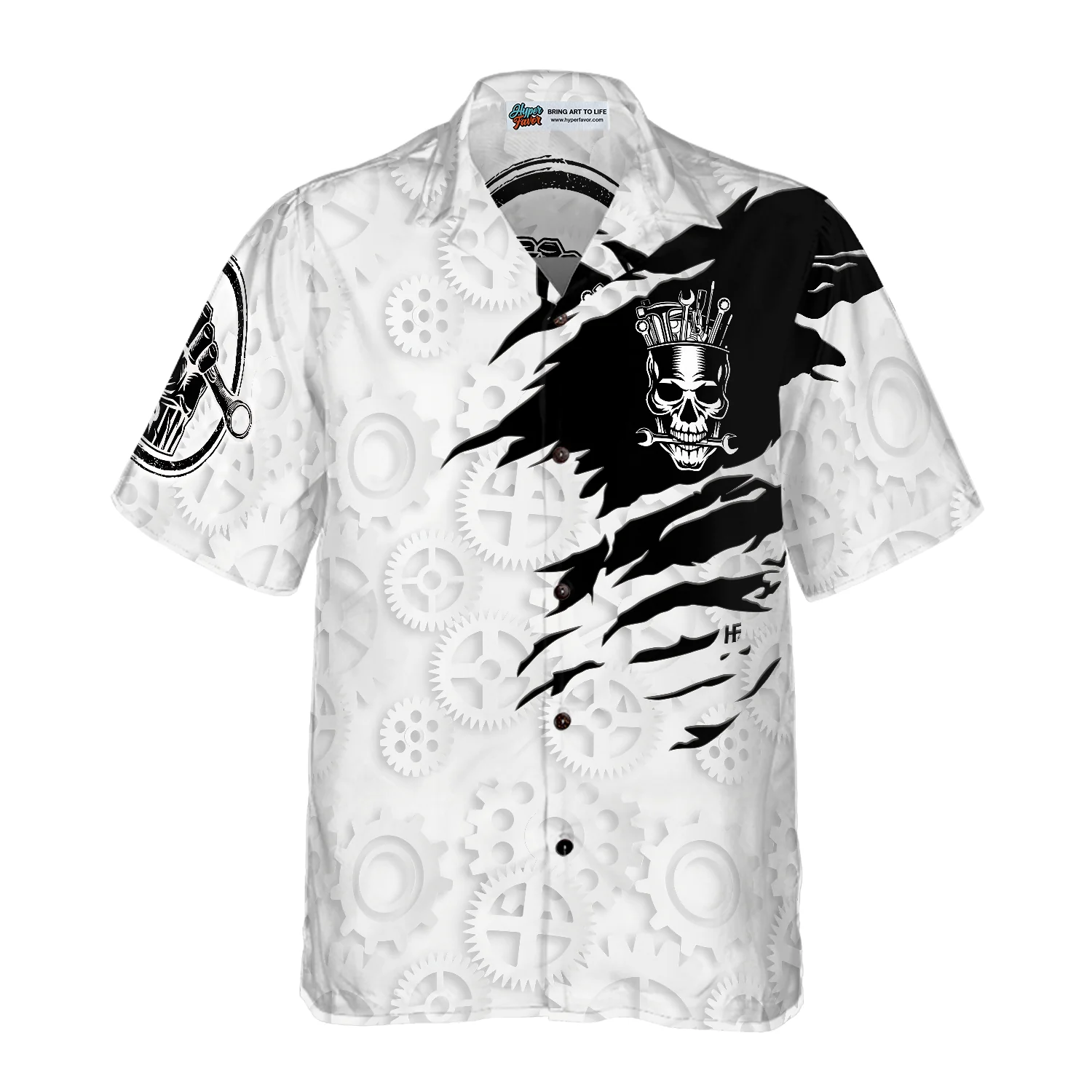 Mechanic Skull Hawaiian Shirt Aloha Shirt For Men and Women