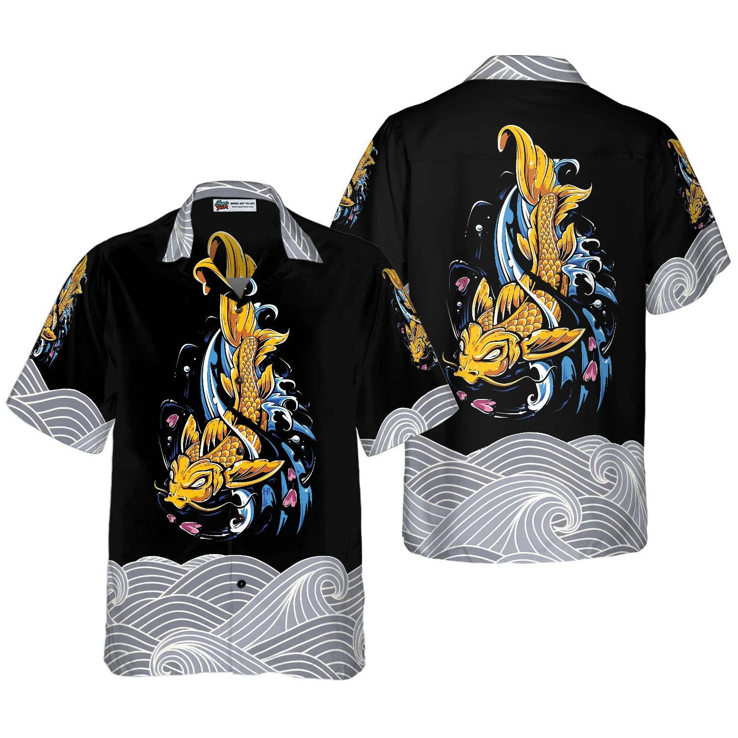 Koi Fish On Waves Hawaiian Shirt Aloha Shirt For Men and Women