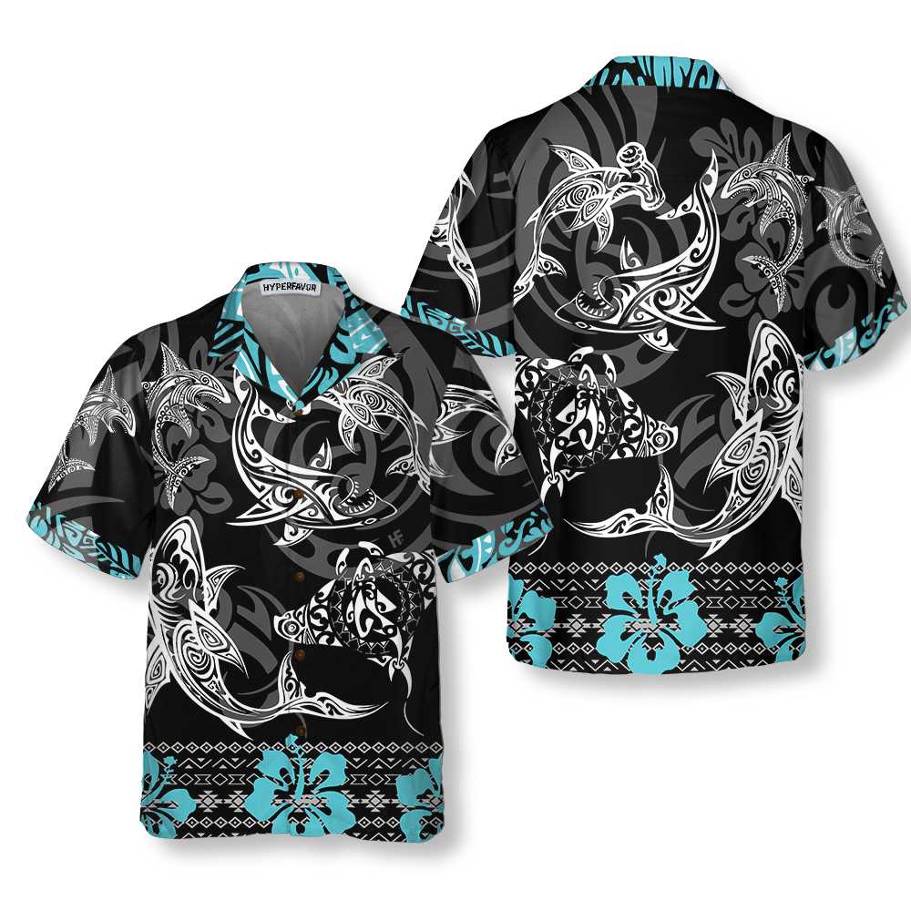 Blue Shark Hawaiian Shirt Shark Button Up Shirt For Adults Shark Print Shirt Aloha Shirt For Men and Women