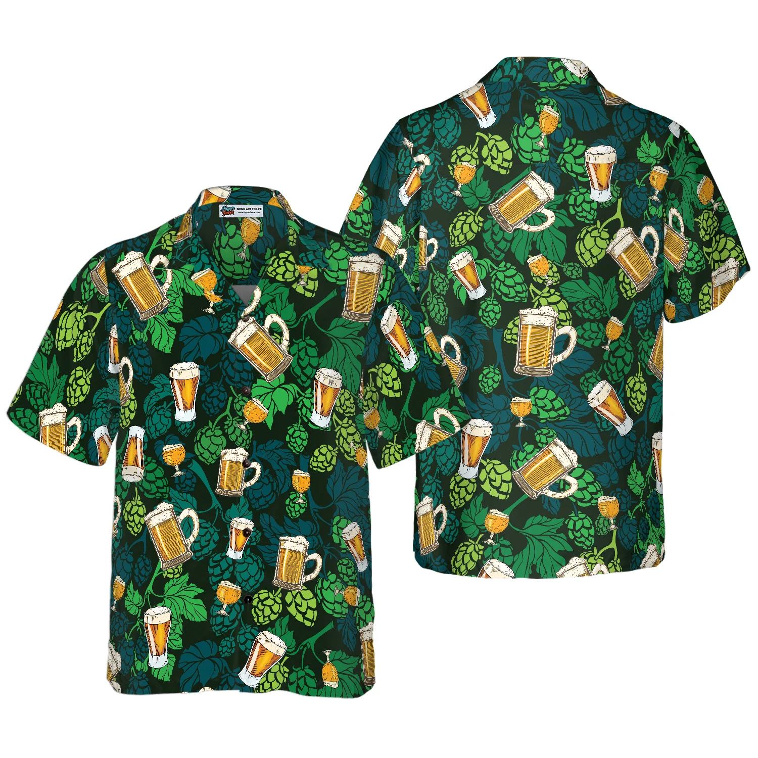 Hop Cones Beer Glass Hawaiian Shirt Aloha Shirt For Men and Women