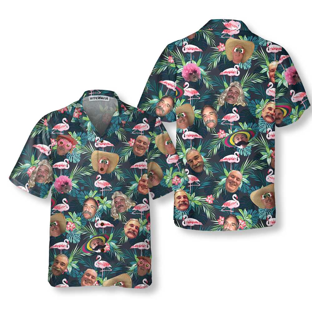 Funny Custom Face Flamingo Hawaiian Shirt Aloha Shirt For Men and Women