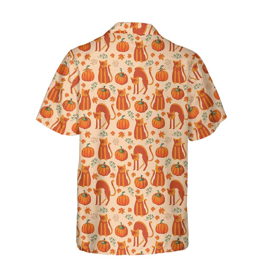 Pumpkin Cats Lover Thanksgiving Hawaiian Shirt Thanksgiving Gift For Cat Lover Aloha Shirt For Men and Women