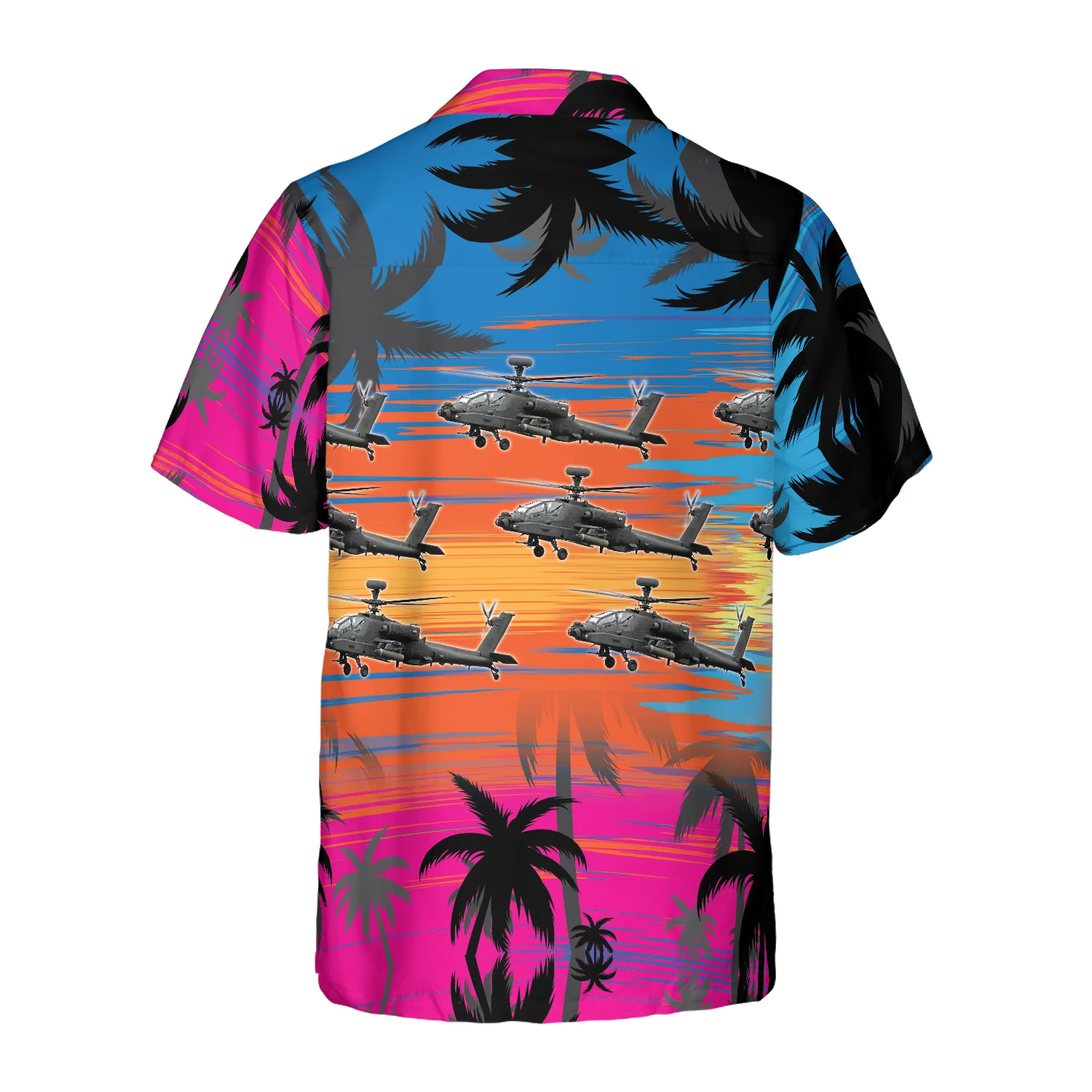 Helicopter Flies Dawn Sky Hawaiian Shirt Aloha Shirt For Men and Women