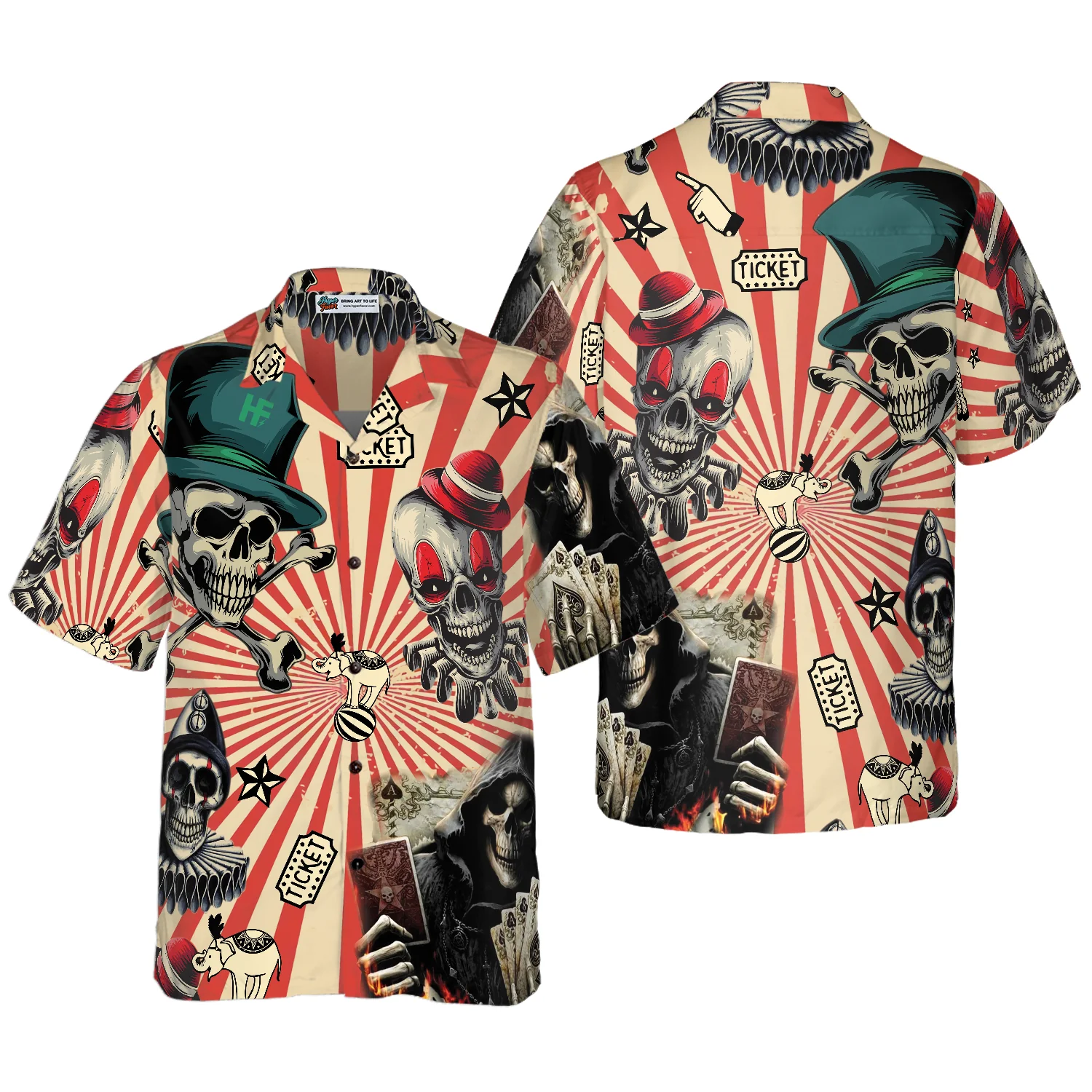 Circus Mysteries With Skull Magicians And Clowns Hawaiian Shirt Aloha Shirt For Men and Women