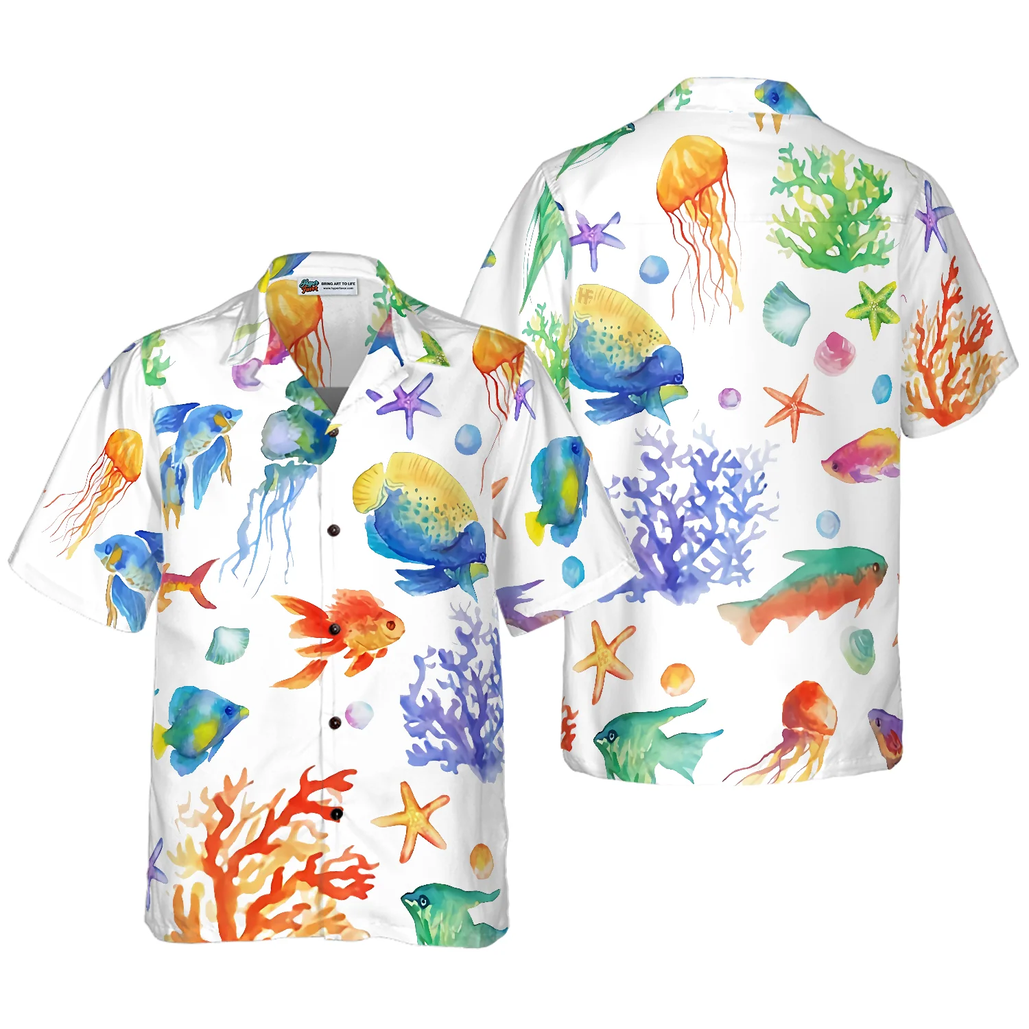 Under The Sea Watercolor Hawaiian Shirt Aloha Shirt For Men and Women