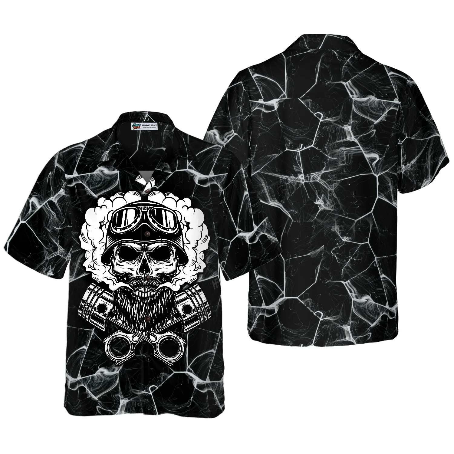 Skull Biker Motocycle Hawaiian Shirt Motorcycle Shirts Aloha Shirt For Men and Women