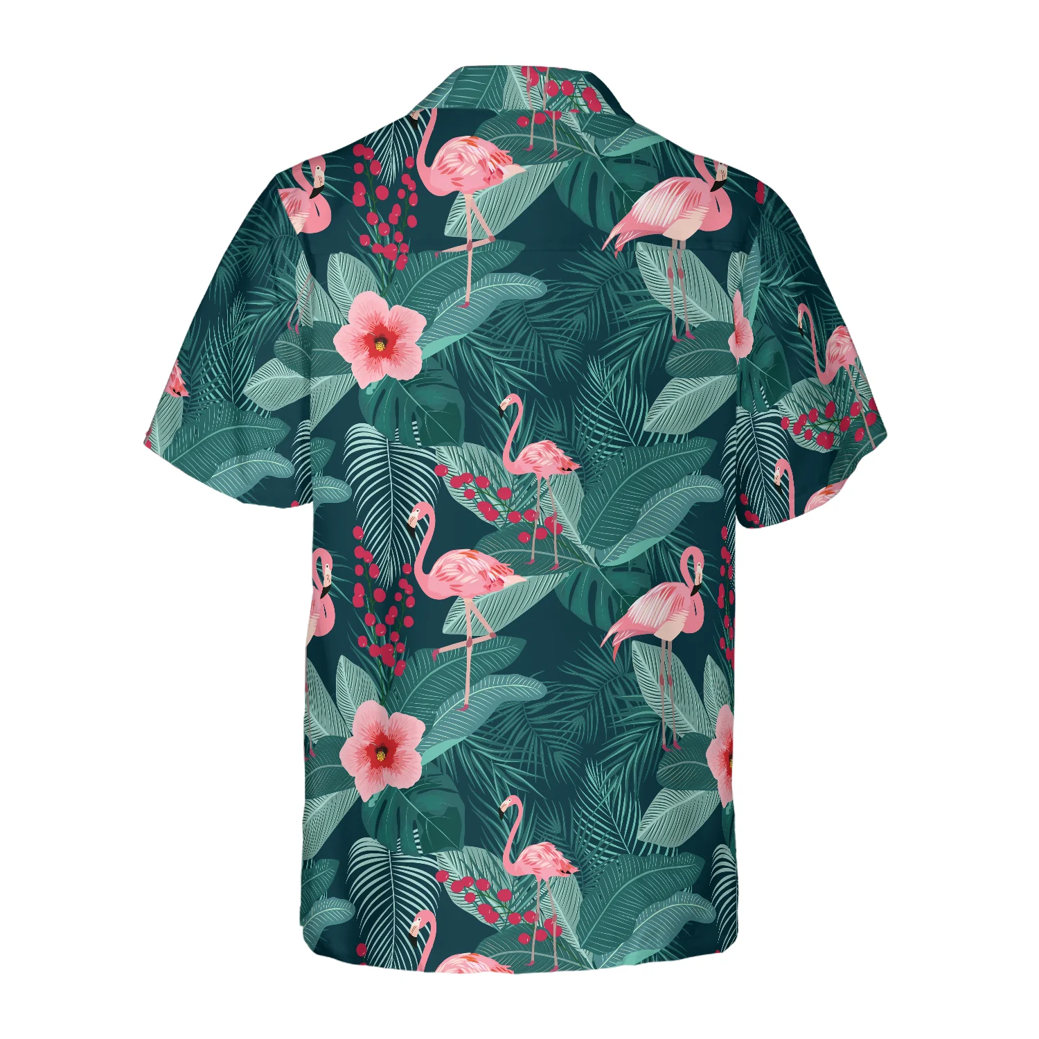 Flamingo Tropical Leaves Palm Hawaiian Shirt Aloha Shirt For Men and Women