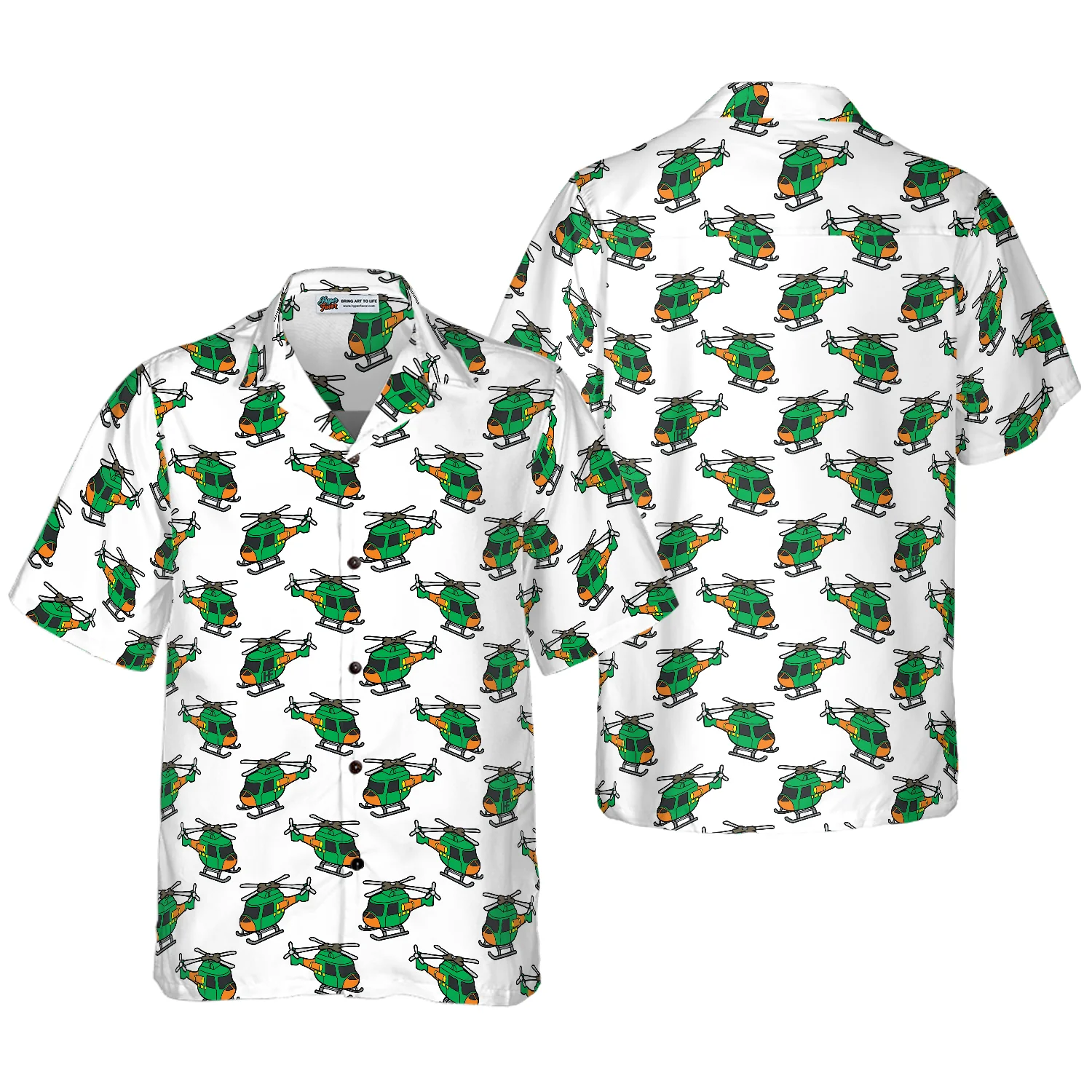 Helicopter Green Hawaiian Shirt Aloha Shirt For Men and Women