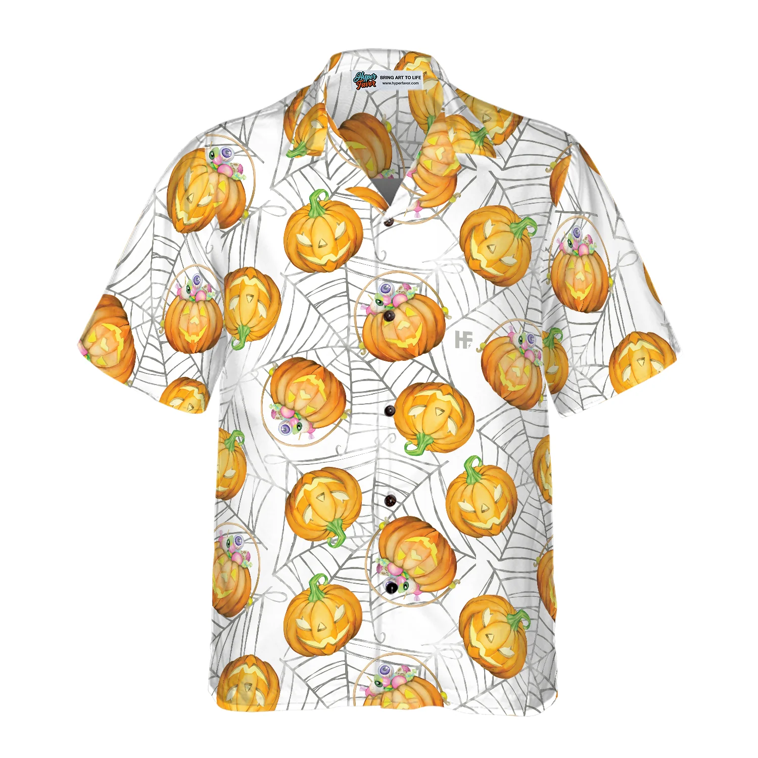 Pumpkin Candy Halloween Spider Web Hawaiian Shirt Aloha Shirt For Men and Women