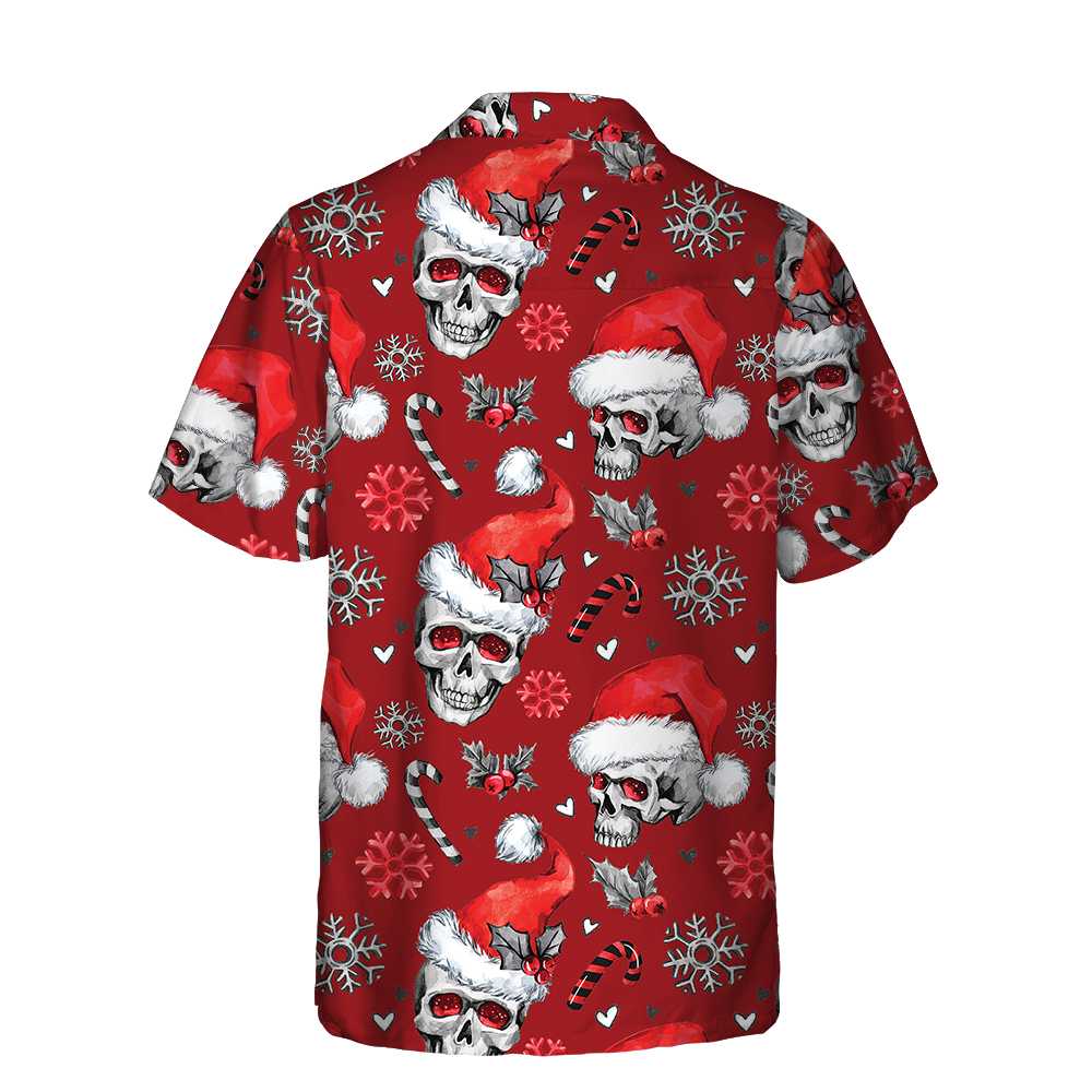 Christmas Skulls With Candy Canes Red Version Christmas Hawaiian Shirt Skull Christmas Hawaiian Shirt Aloha Shirt For Men and Women