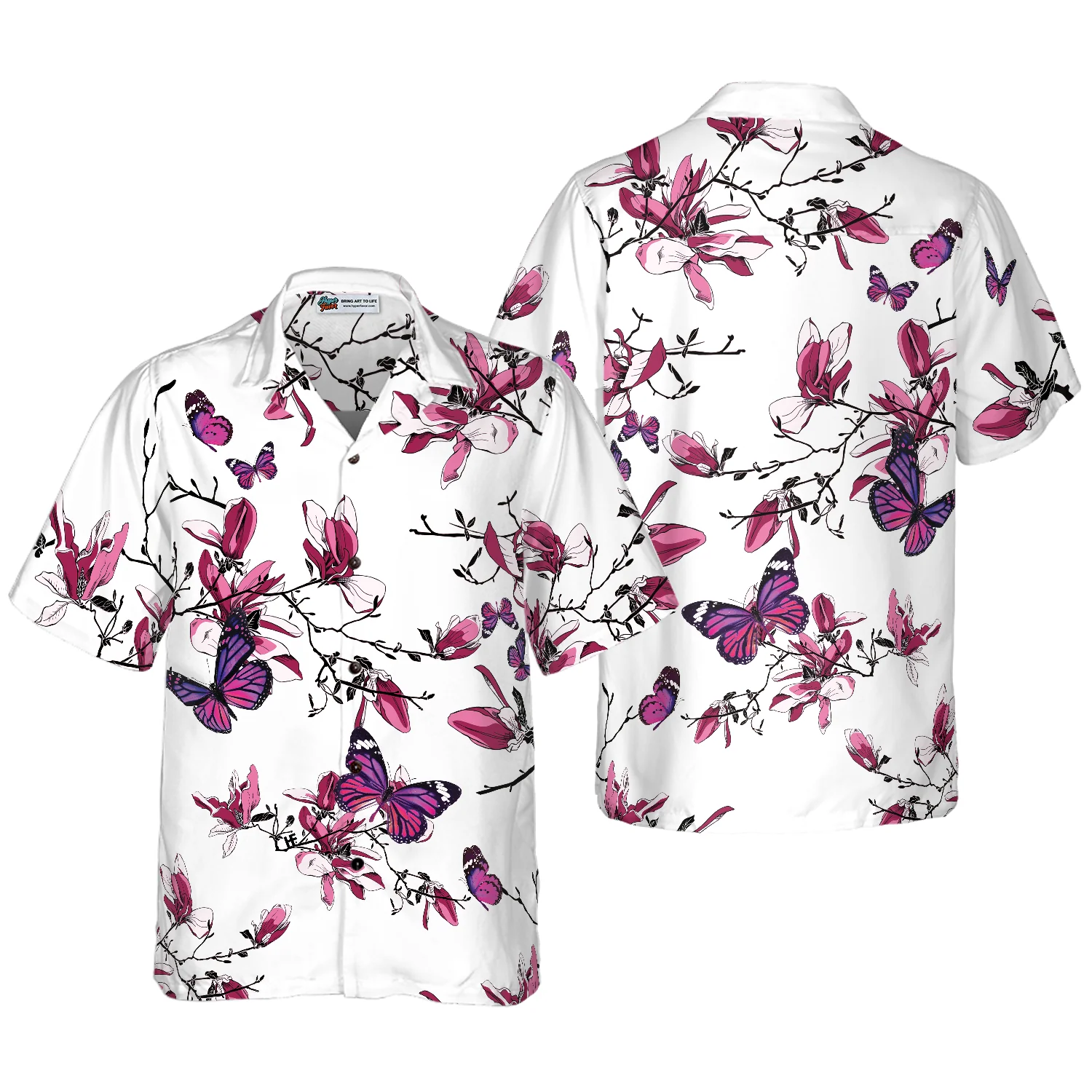 Floral Butterfly Pattern V1 Hawaiian Shirt Aloha Shirt For Men and Women