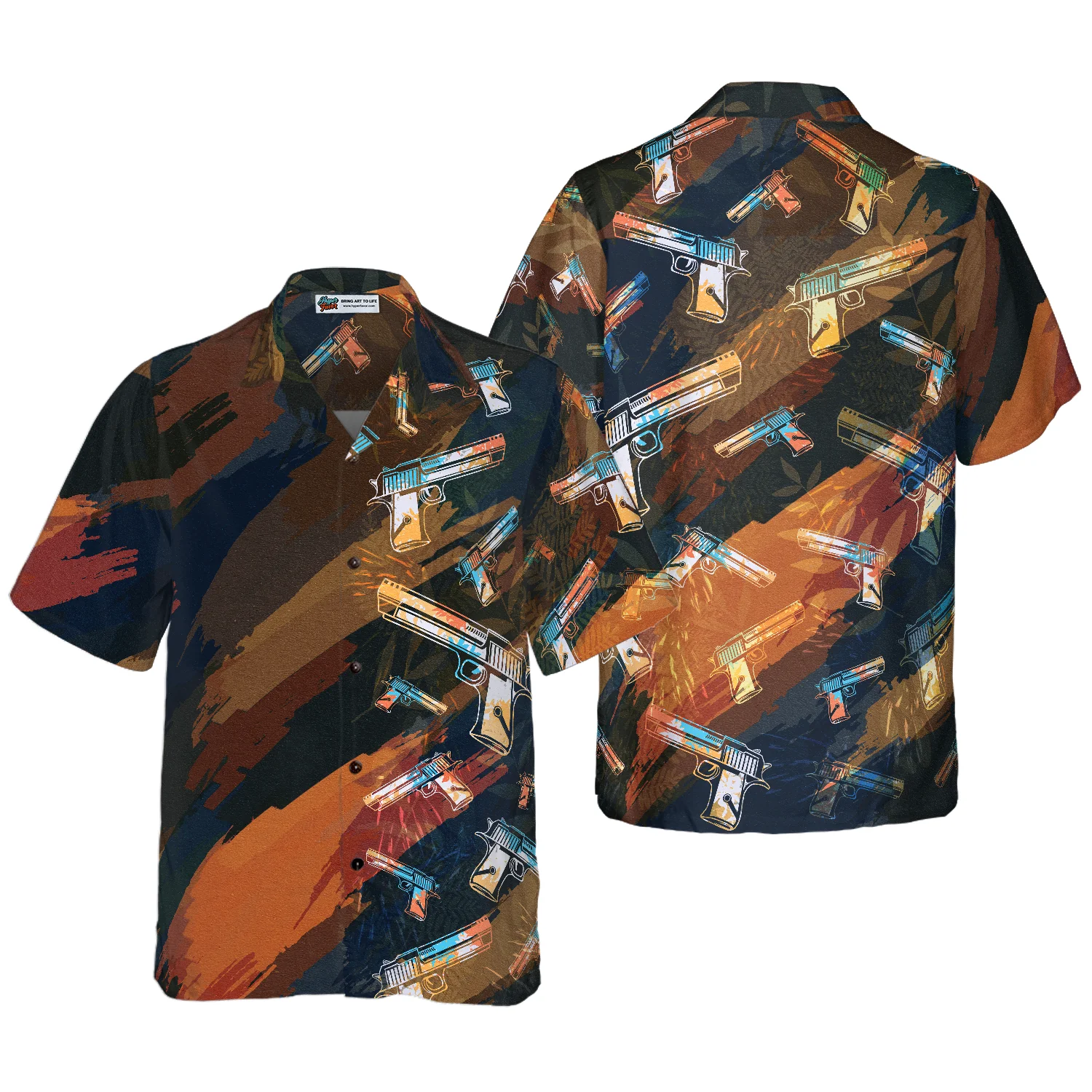 Artistic Tropical Gun Hawaiian Shirt Aloha Shirt For Men and Women