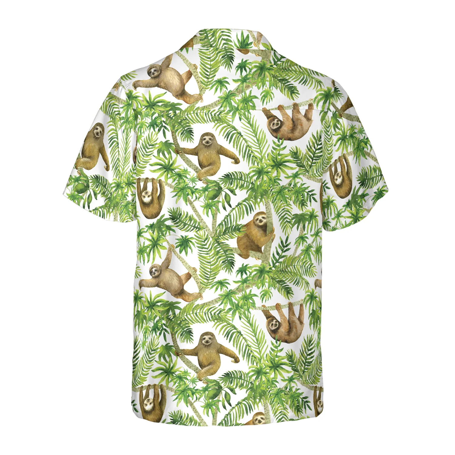 Tropical Sloth Seamless Pattern Hawaiian Shirt Aloha Shirt For Men and Women