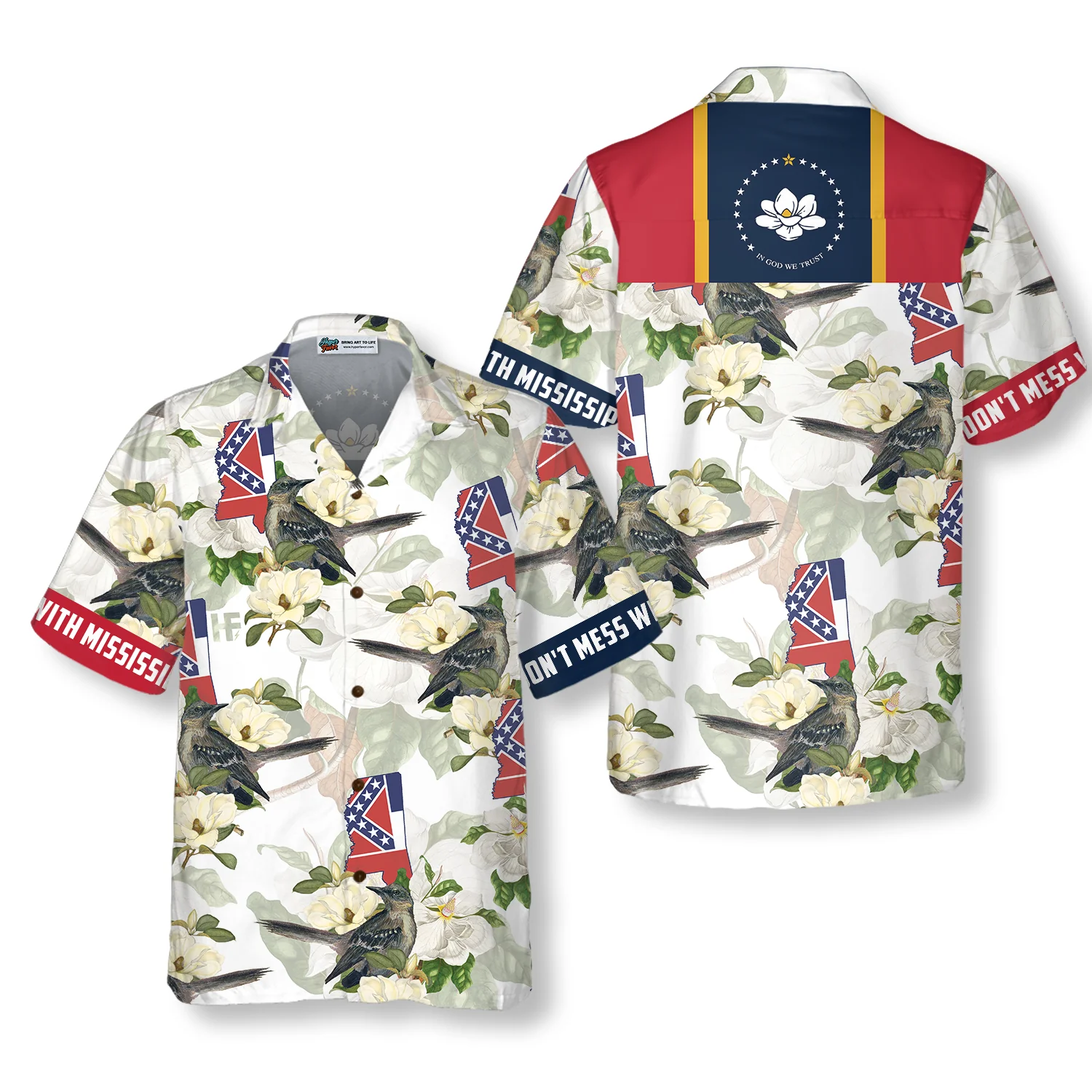 Mississippi Mockingbird And Magnolia Hawaiian Shirt Aloha Shirt For Men and Women