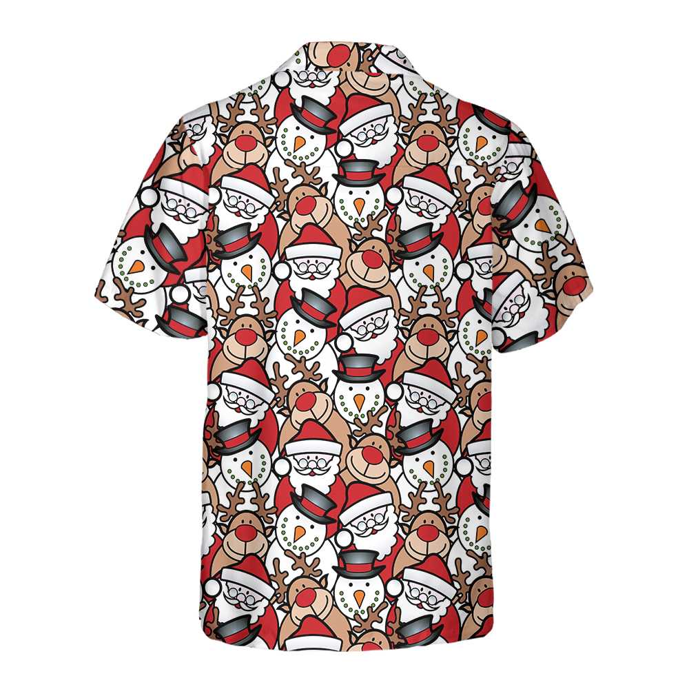 Santa Reindeer And Snowman Hawaiian Shirt Funny Christmas Shirt Best Xmas Gift Idea Aloha Shirt For Men and Women