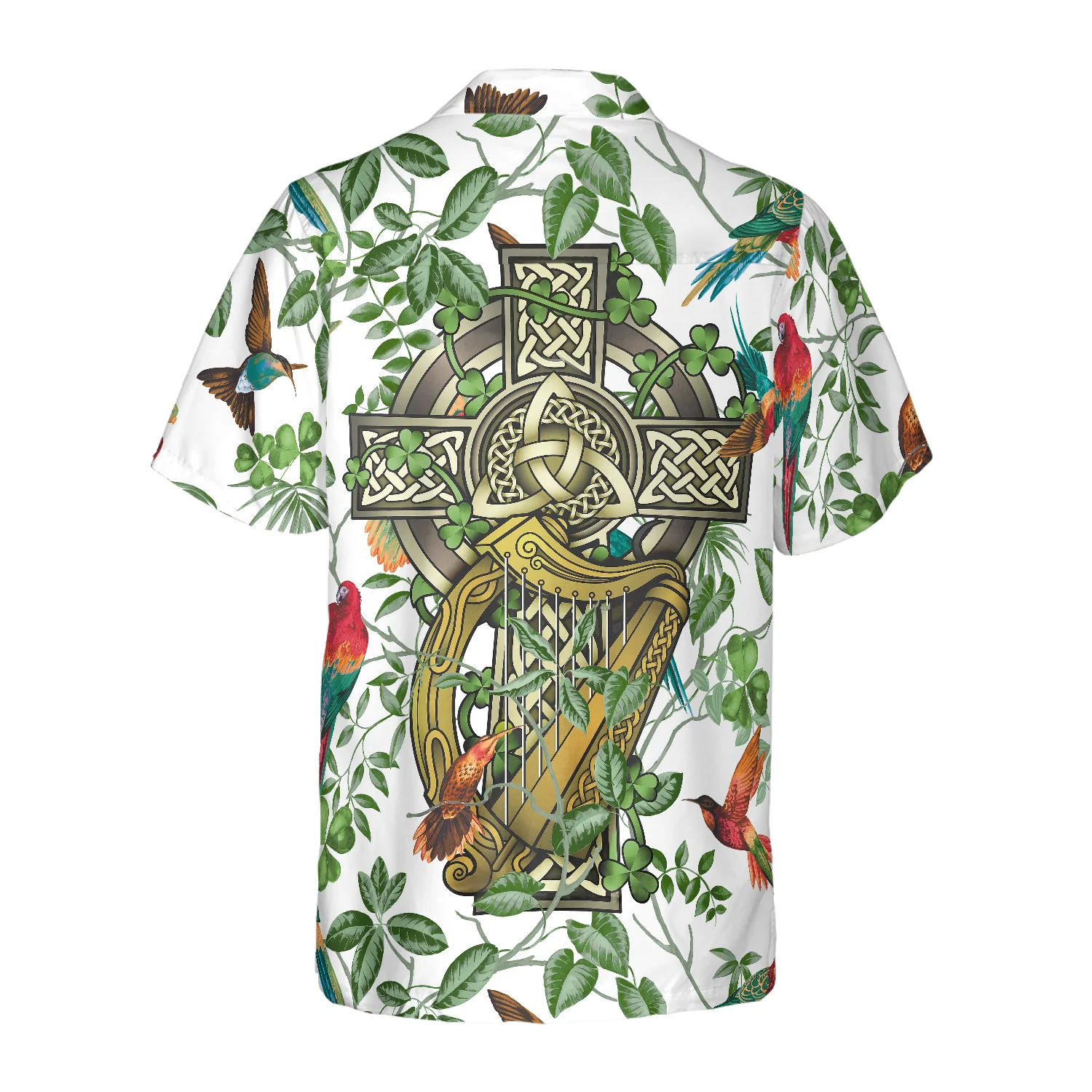 The Celtic Cross Harp Irish Shamrock Hawaiian Shirt Aloha Shirt For Men and Women