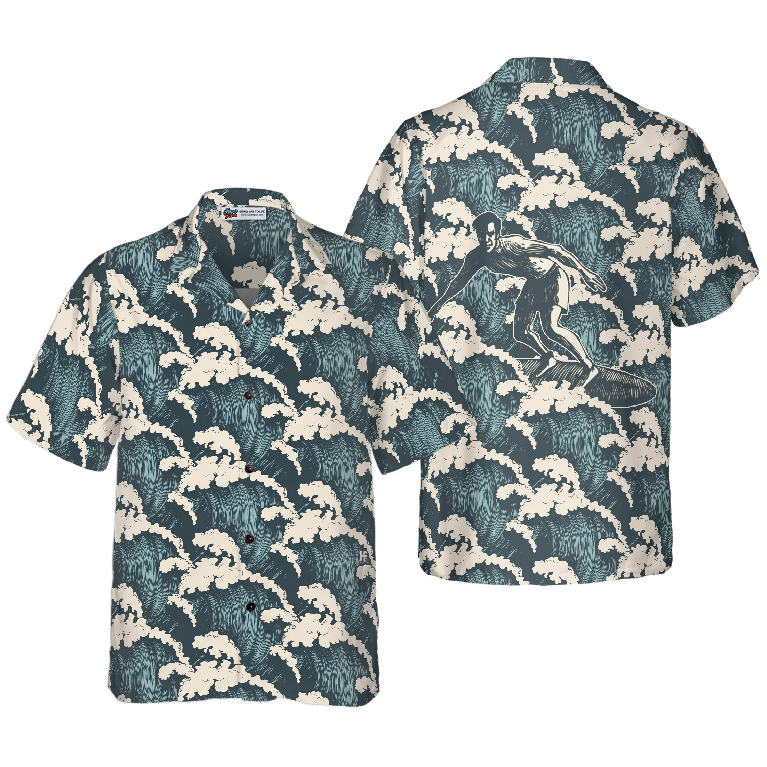 Surfer And Ocean Waves Vintage Hawaiian Shirt Aloha Shirt For Men and Women