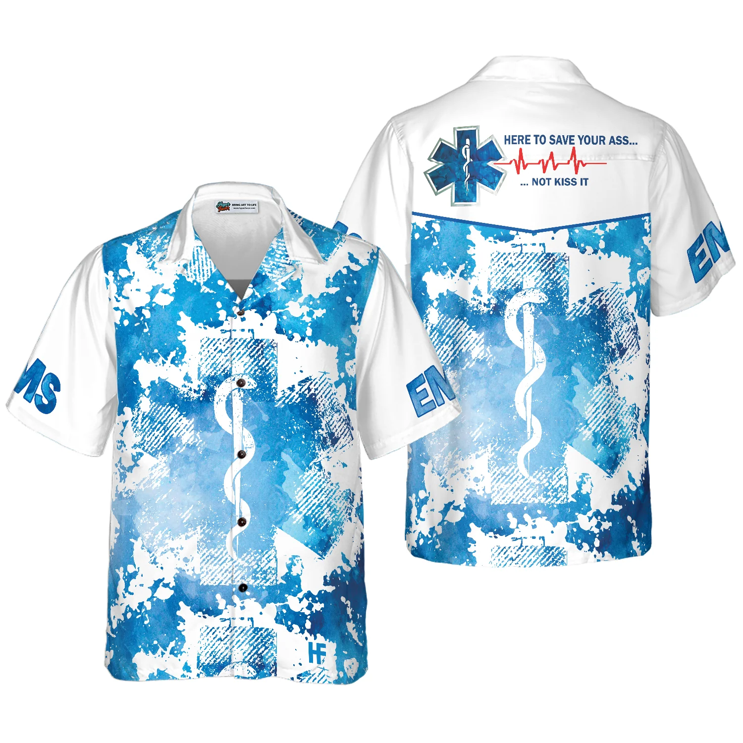 EMS Here To Save Your Ass Not Kiss It Paramedic Hawaiian Shirt Aloha Shirt For Men and Women