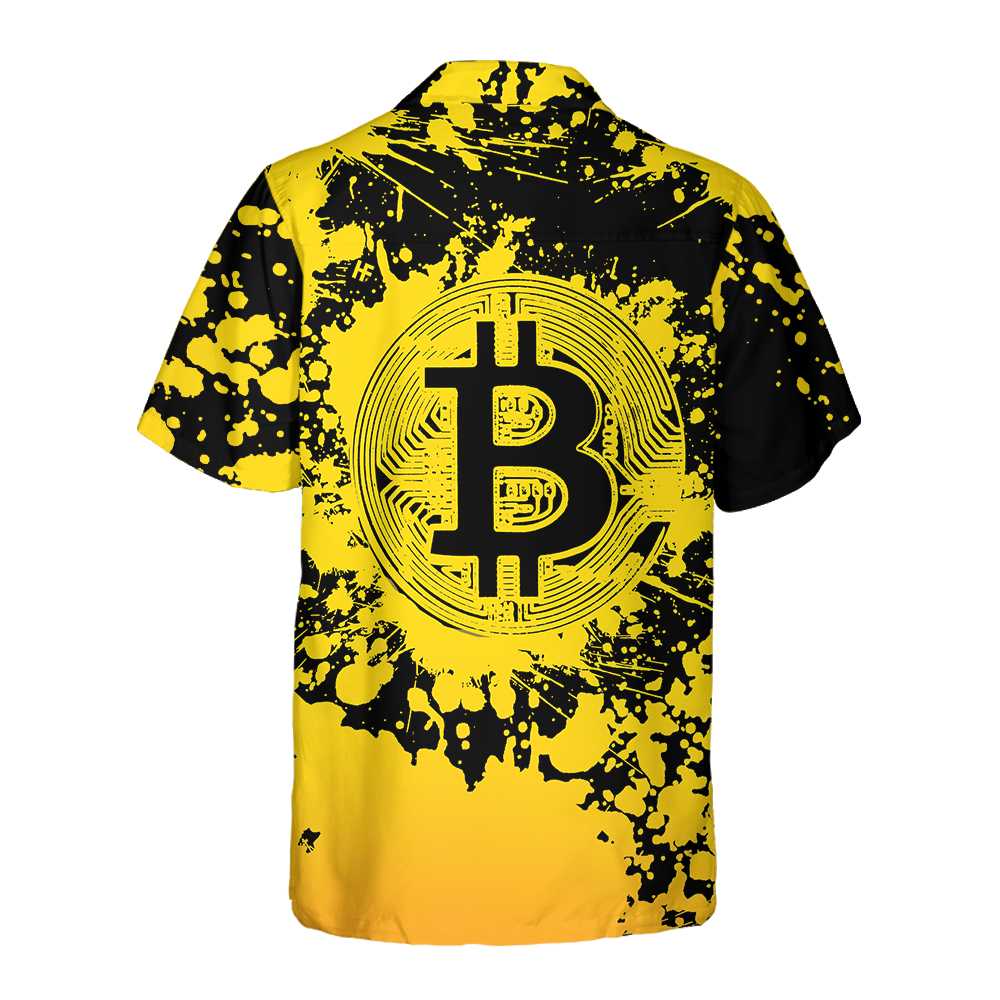 Bitcoin Cryptocurrency Hawaiian Shirt Yellow And Black Bitcoin Shirt  Women Aloha Shirt For Men and Women