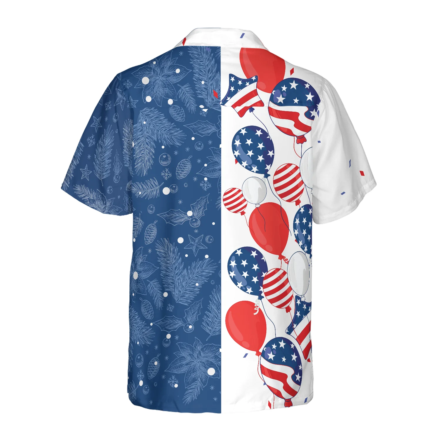 Hyperfavor Christmas USA Balloons Pattern Hawaiian shirt Christmas Shirts Short Sleeve Button Down Shirt Aloha Shirt For Men and Women