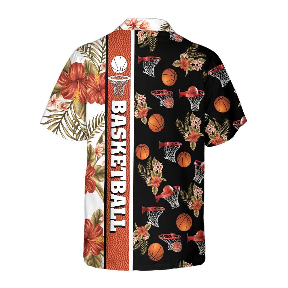 Tropical Basketball Hawaiian Shirt Button Up Basketball Shirt  Women Best Gift For Basketball Lover Aloha Shirt For Men and Women