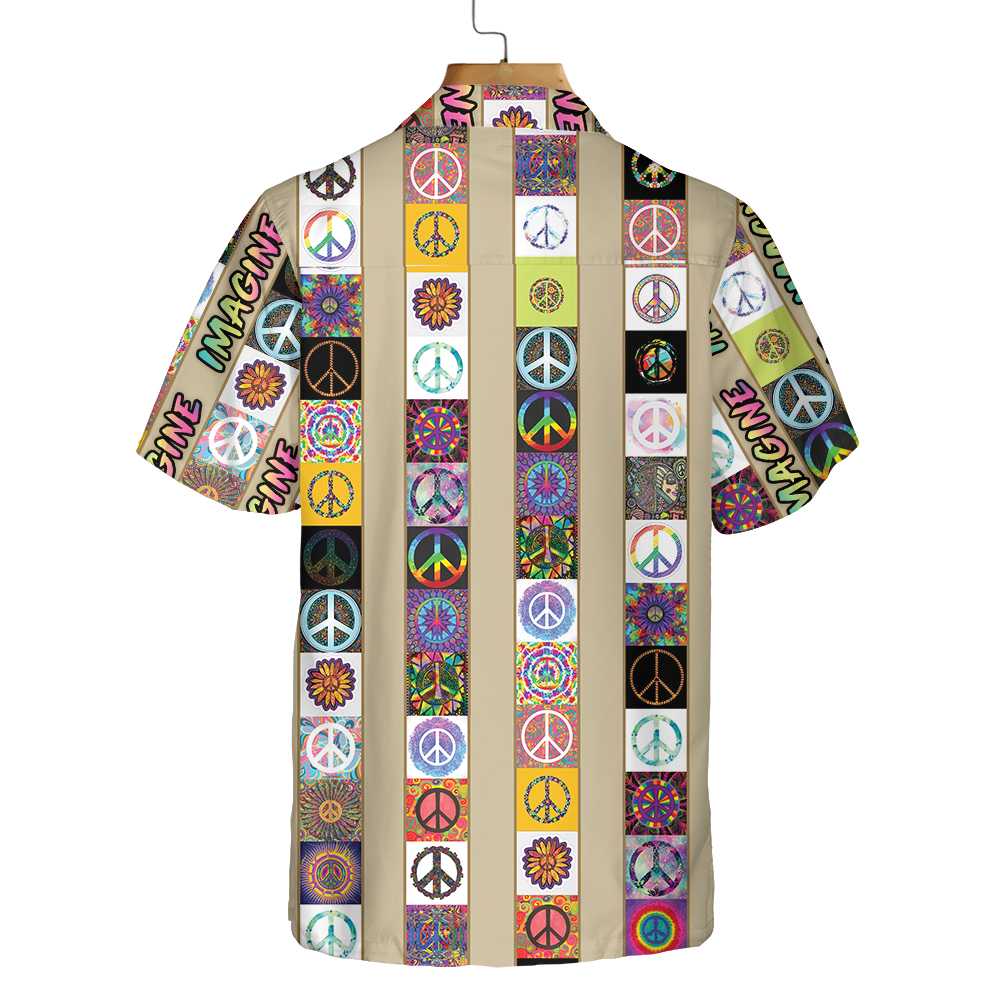 Peace Hippie Hawaiian Shirt Peace Sign Pattern Shirt Unique Shirt For Hippies Aloha Shirt For Men and Women