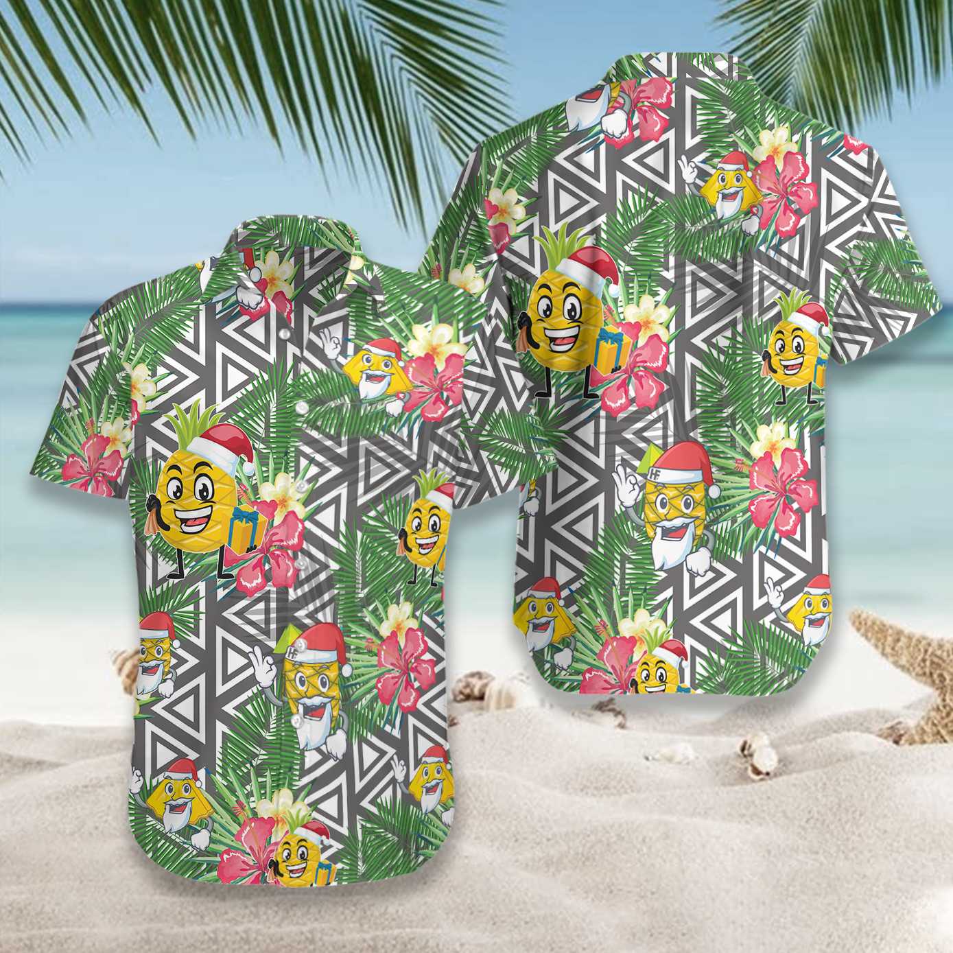 Pineapple Face Santa Claus Hawaiian Shirt Aloha Shirt For Men and Women