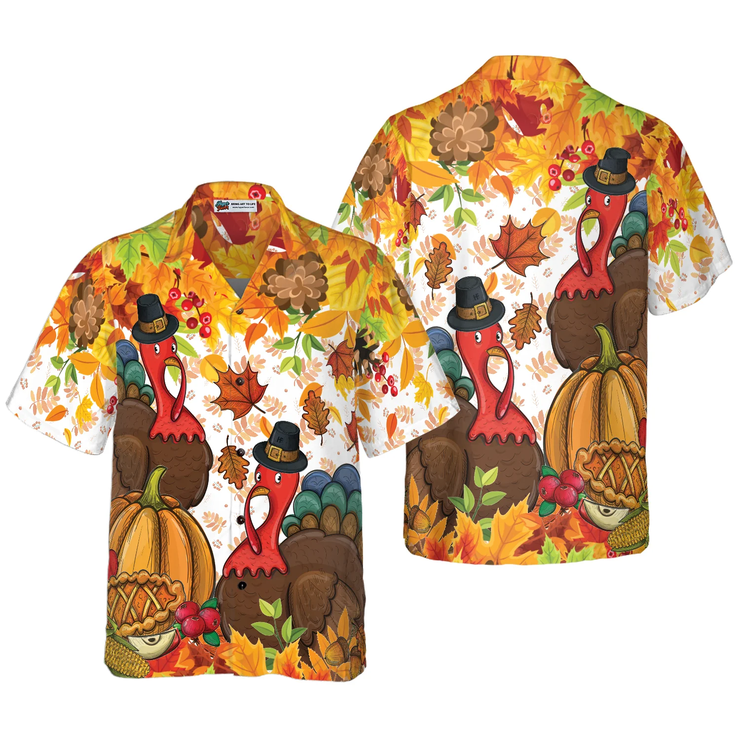 Colorful Festive Thanksgiving Hawaiian Shirt Aloha Shirt For Men and Women