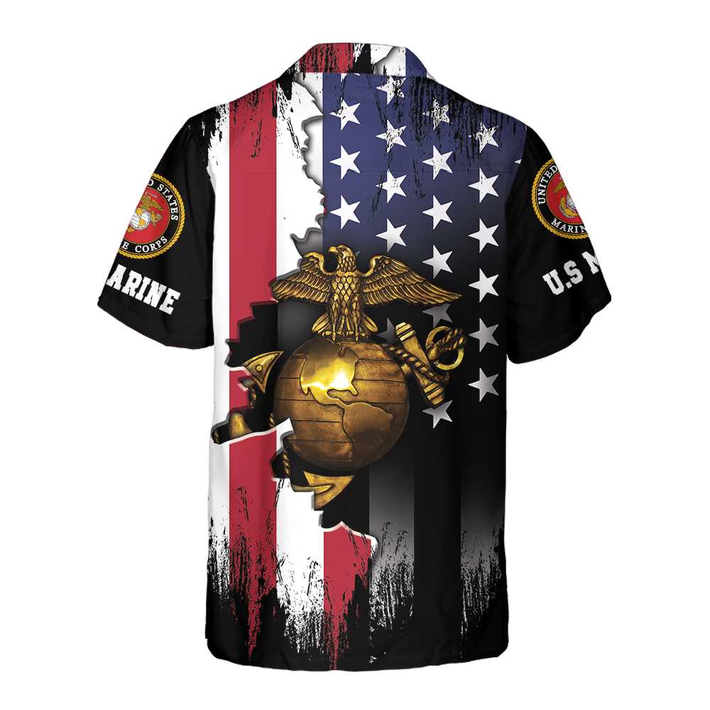 The Golden Eagle US Marine Corps Hawaiian Shirt US Marine Short Sleeve Shirt Cool Marine Shirt Aloha Shirt For Men and Women