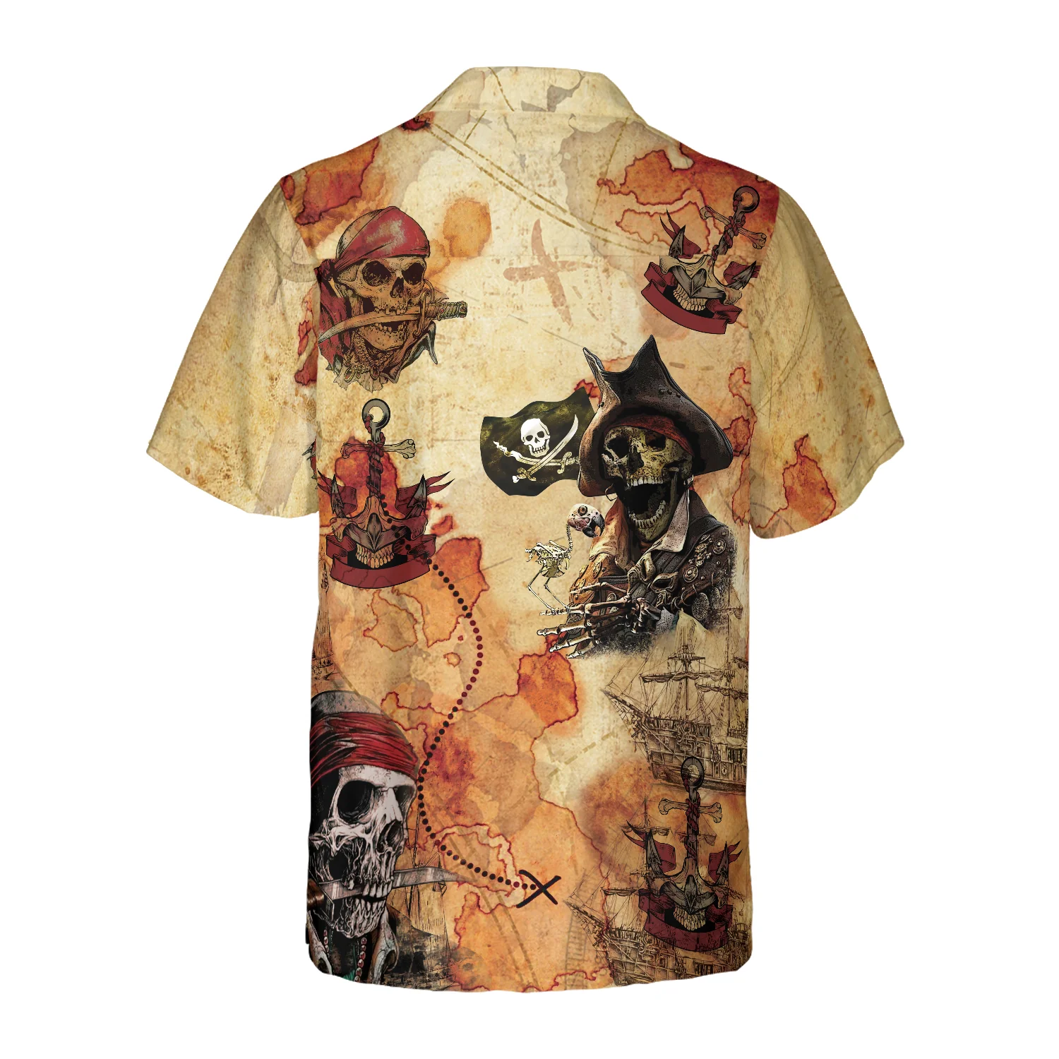 Pirate Skull Treasure Hunt Hawaiian Shirt Aloha Shirt For Men and Women