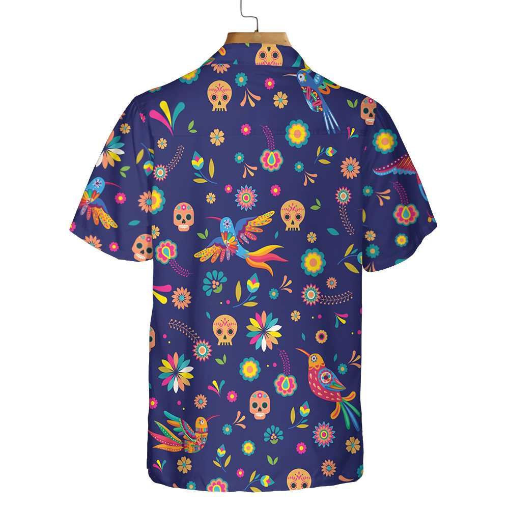 Colorful Alebrijes Birds And Bright Floral Mexican Culture Hawaiian Shirt Mexican Sugar Skull Shirt Aloha Shirt For Men and Women